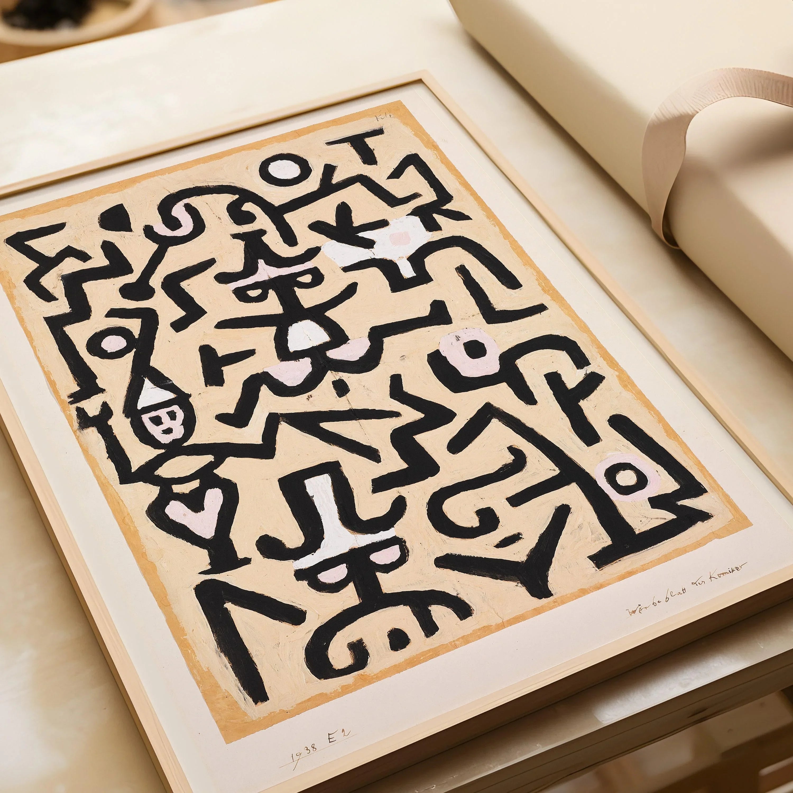 Paul Klee - Comedian's Handbill | Neutral Beige Modern Abstract Art (available handframed or unframed) - 9ArtPrints