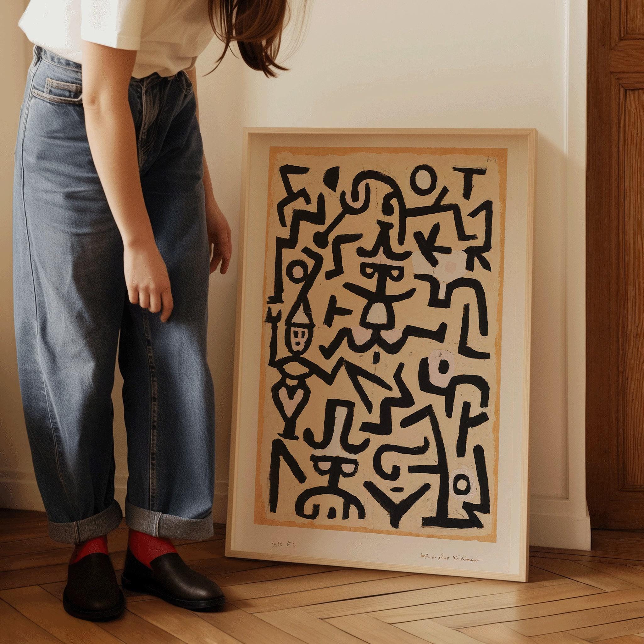 Paul Klee - Comedian's Handbill | Neutral Beige Modern Abstract Art