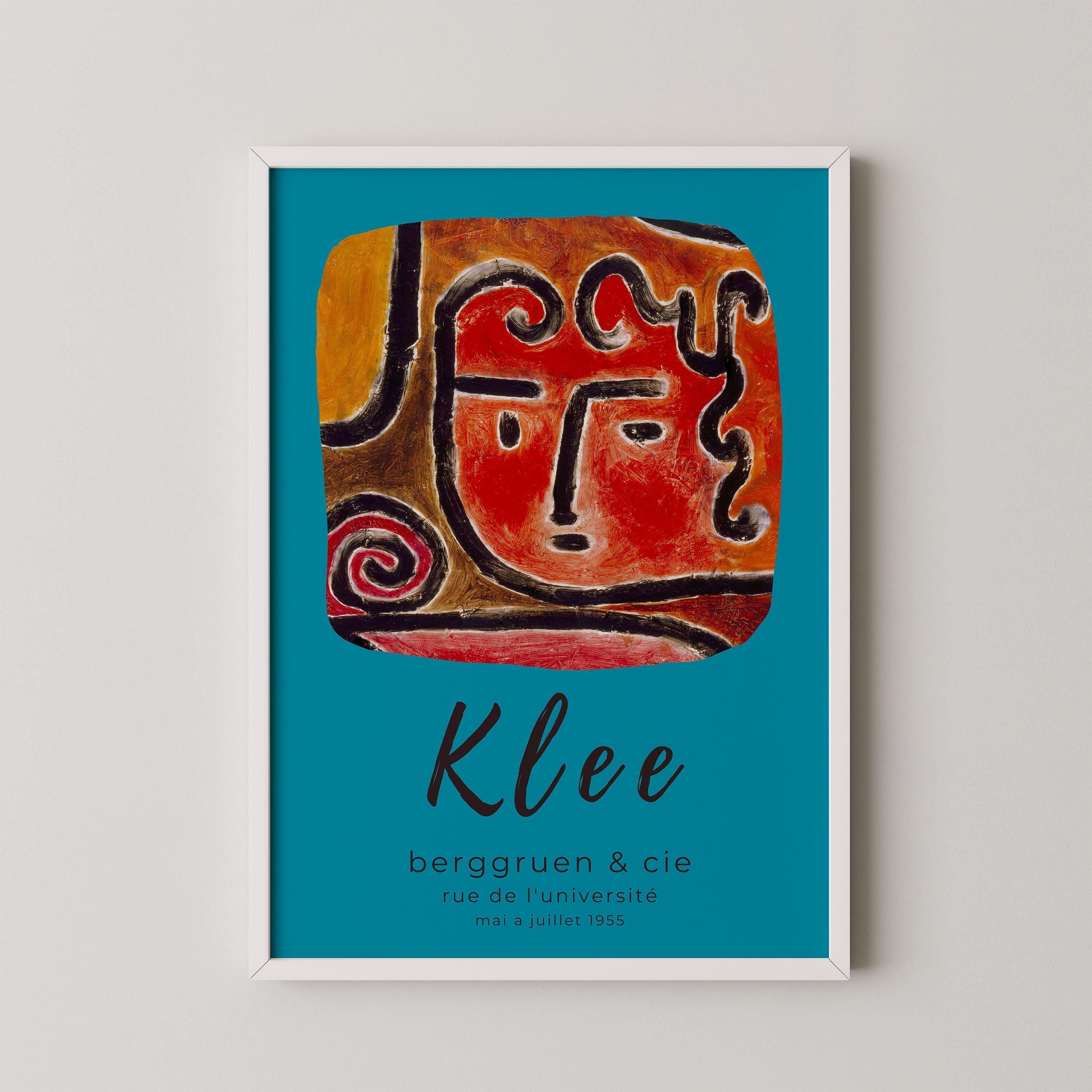 Paul Klee - Hot Blooded Girl | Modern Art Exhibition Poster in Orange and Blue