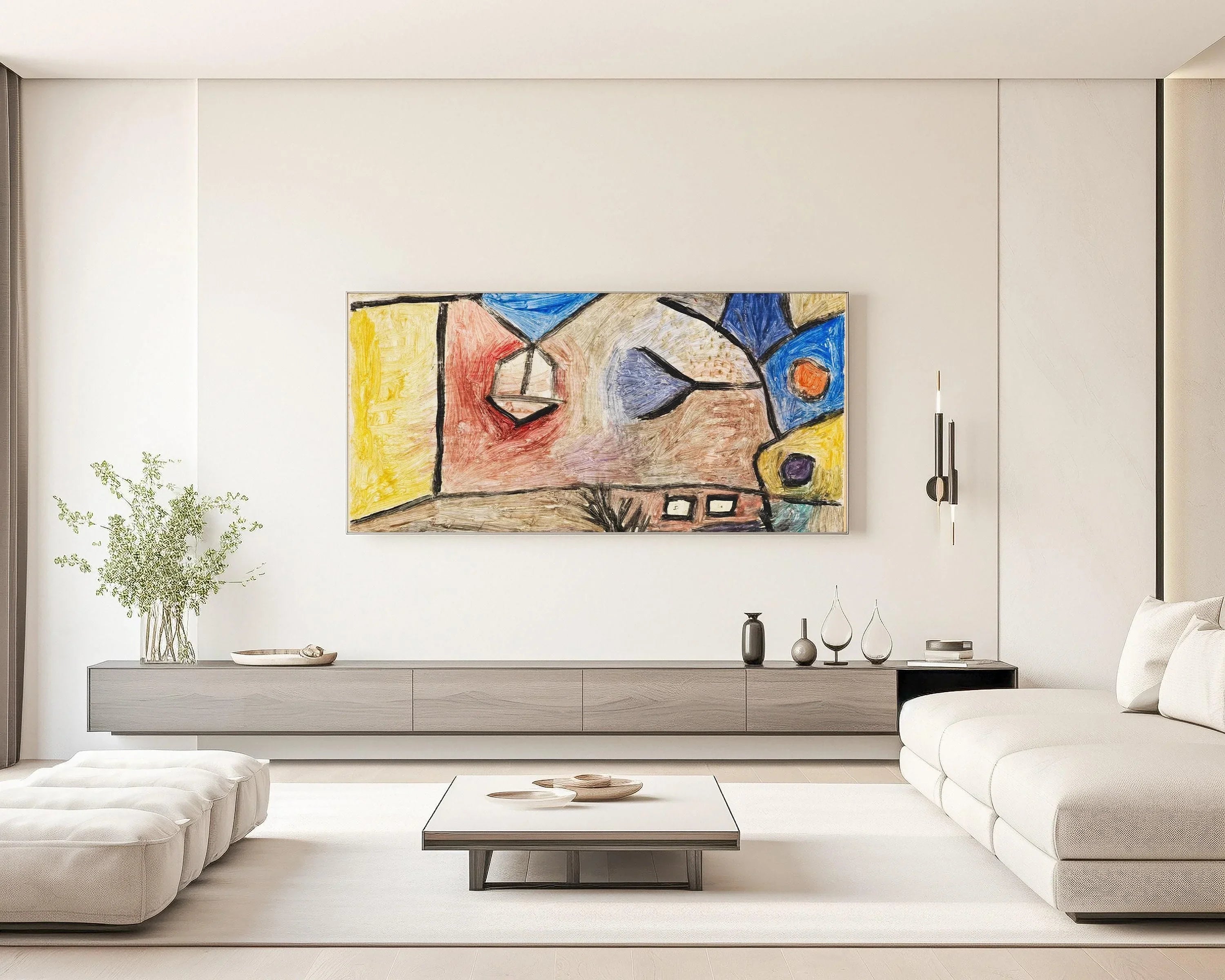 Paul Klee - Landscape BL | Modern Abstract Wide Panoramic Art (available handframed or unframed) 2x1 - 9ArtPrints