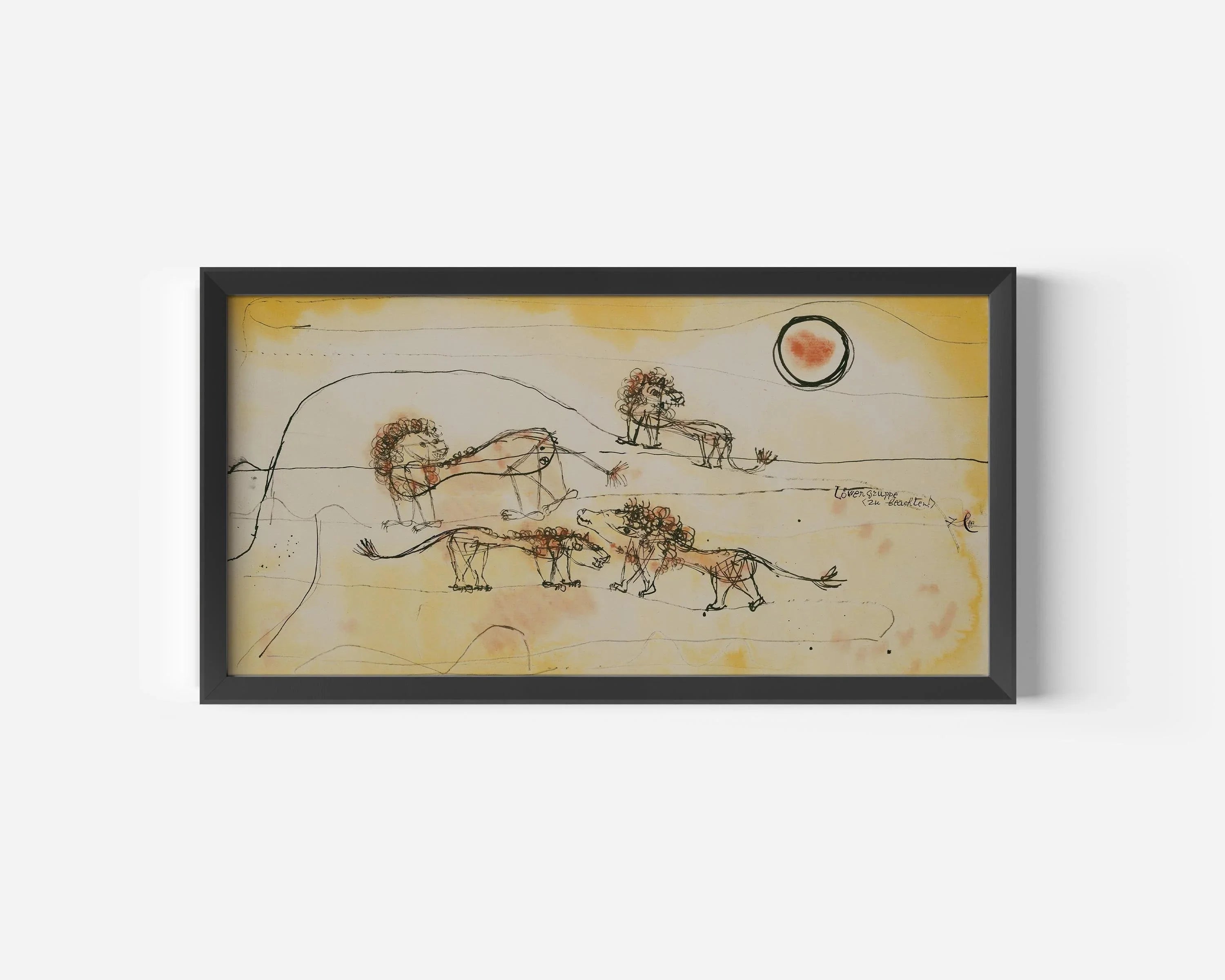 Paul Klee Lions Art Print: Modern Abstract Panoramic, Framed Option - 9ArtPrints
