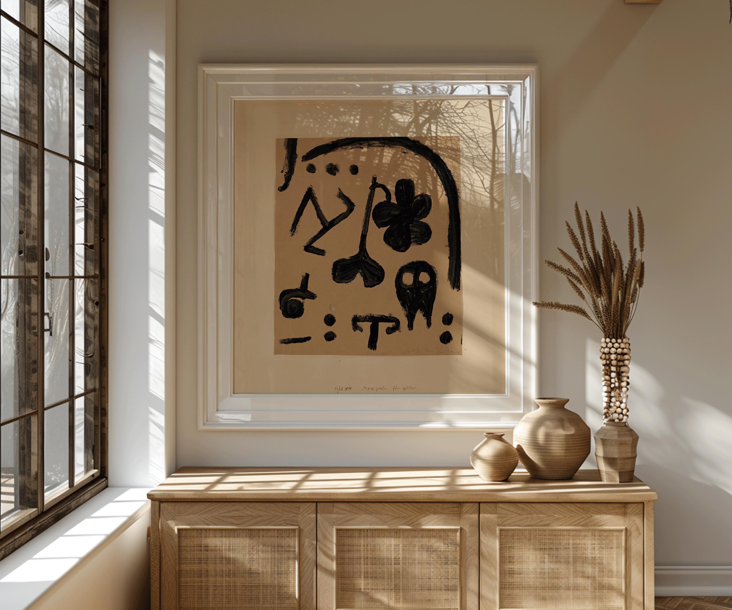 Paul Klee - Marks for Later | Vintage Mid - century Modern Abstract Art Print in Beige (available handframed or unframed) 1x1 - 9ArtPrints