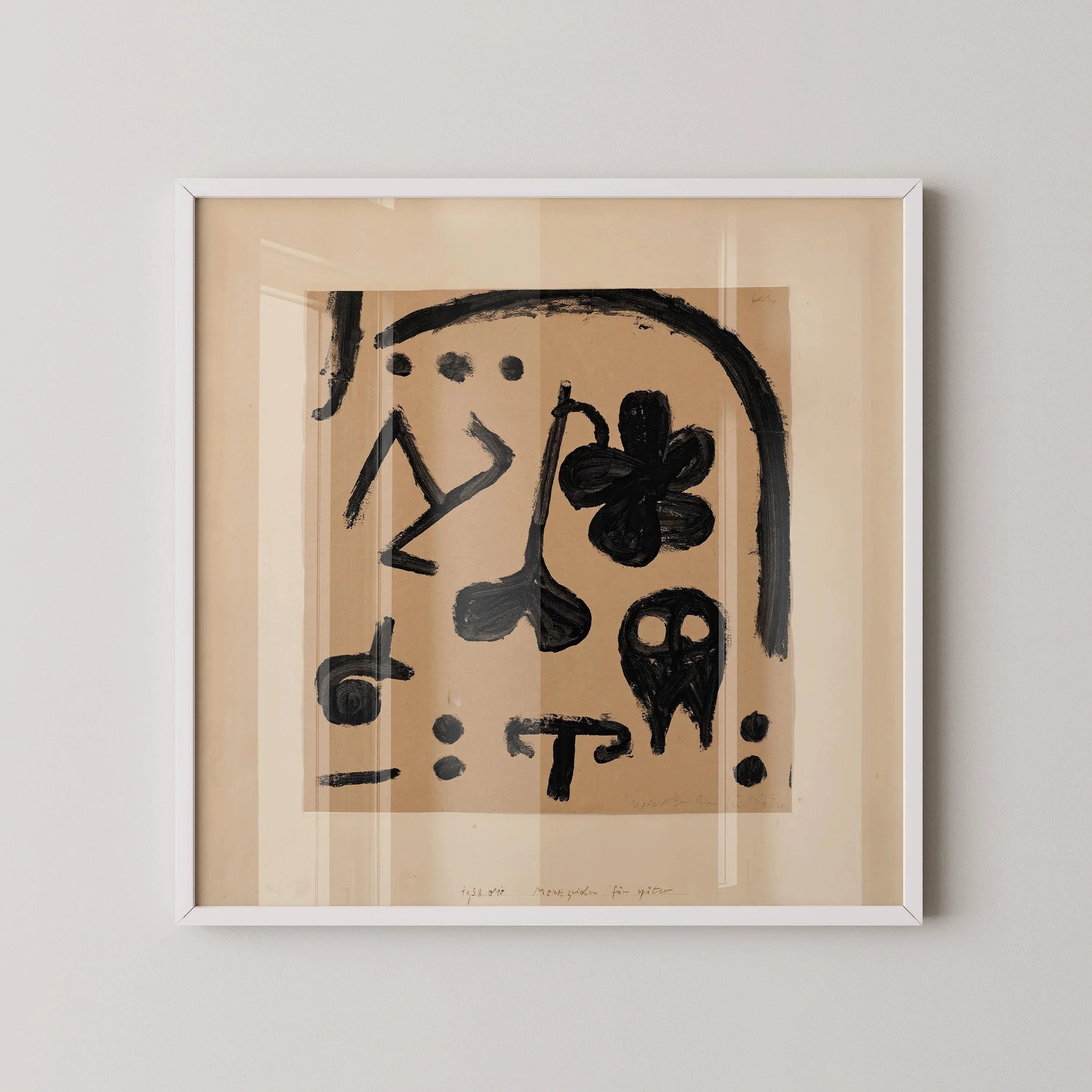 Paul Klee - Marks for Later | Vintage Mid - century Modern Abstract Art Print in Beige (available handframed or unframed) 1x1 - 9ArtPrints