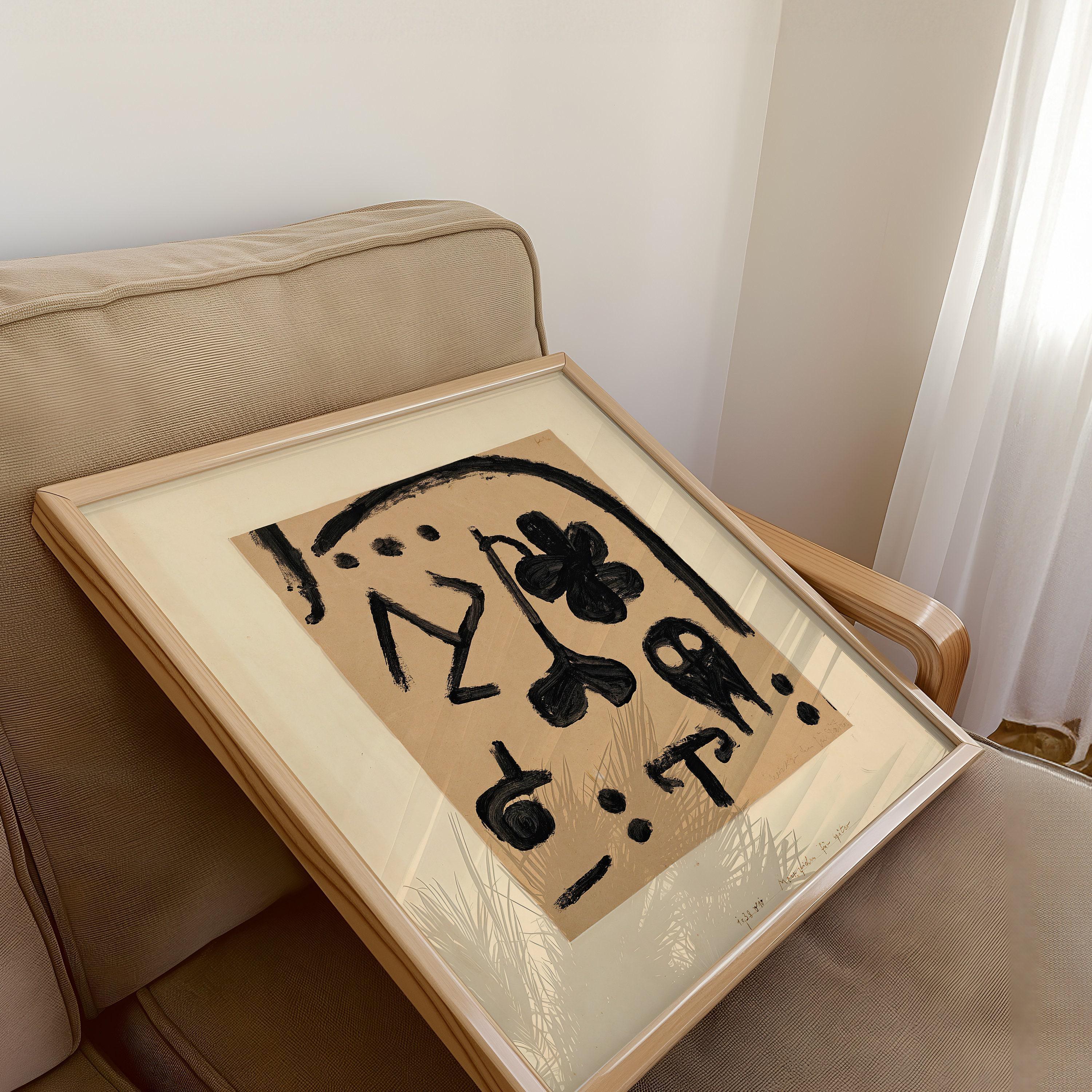 Paul Klee - Marks for Later | Vintage Mid - century Modern Abstract Art Print in Beige (available handframed or unframed) 1x1 - 9ArtPrints