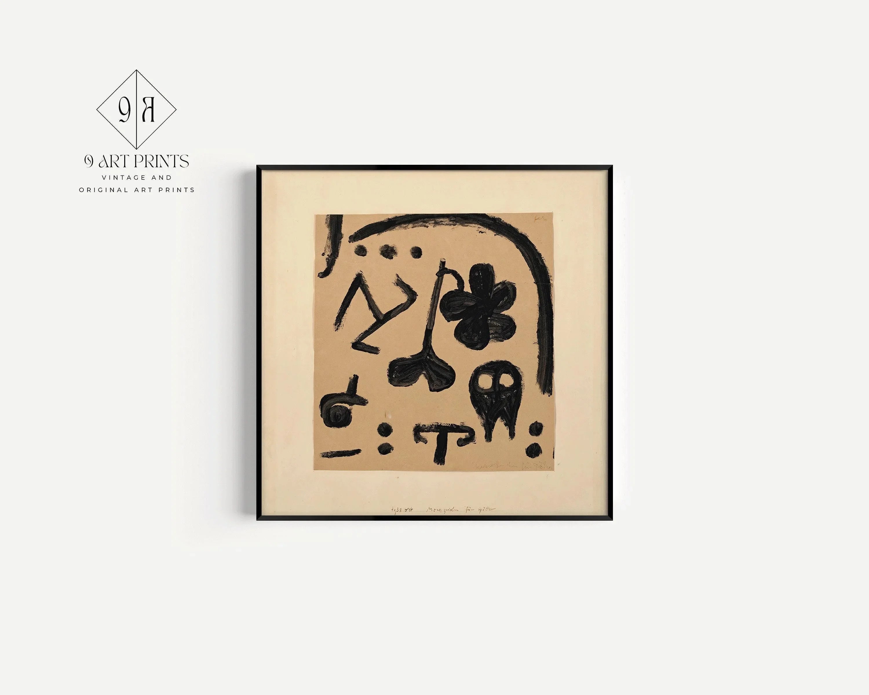 Paul Klee - Marks for Later | Vintage Mid - century Modern Abstract Art Print in Beige (available handframed or unframed) 1x1 - 9ArtPrints