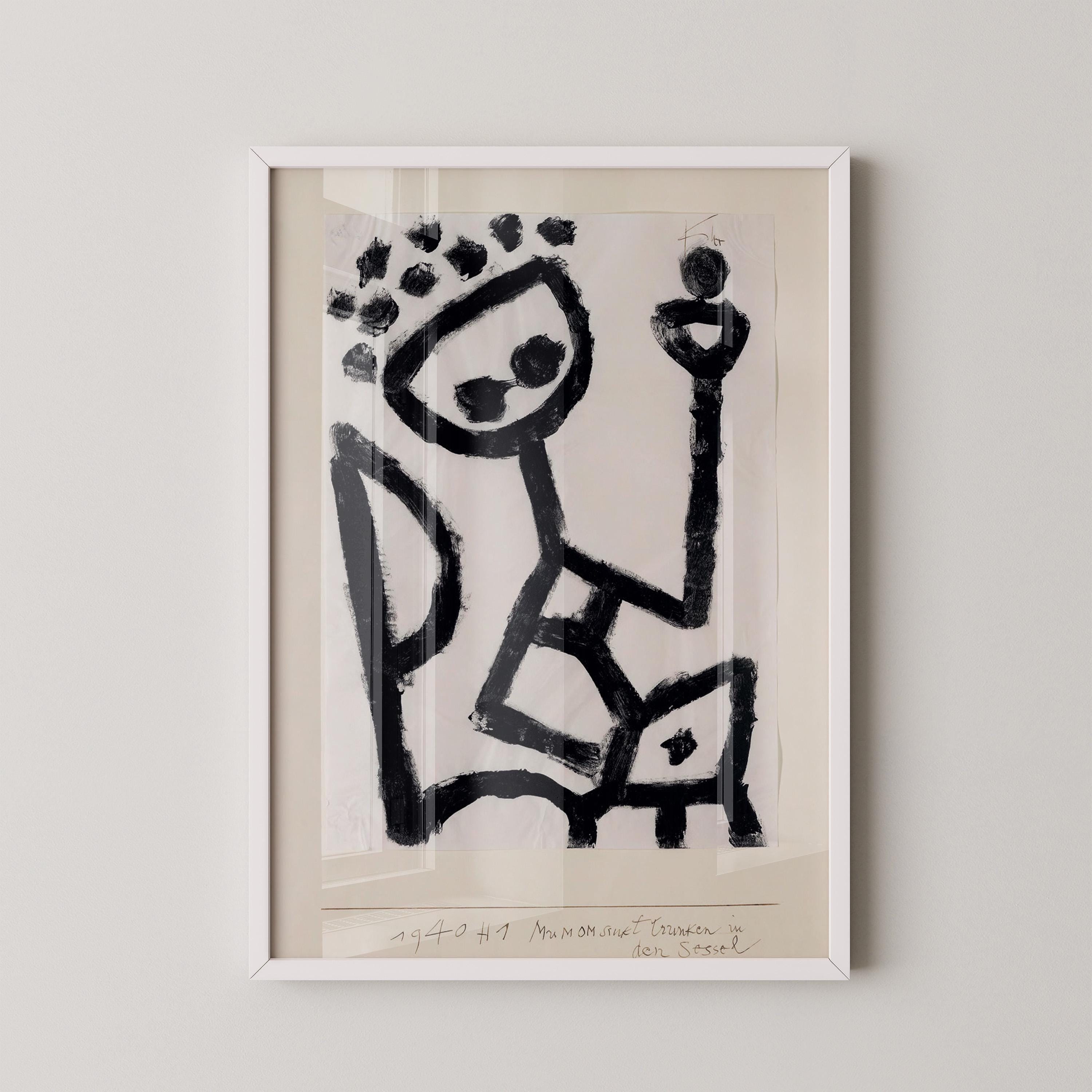 Paul Klee - Mumon Sinks Drunk Into The Armchair | Striking Minimalist Abstract Art in Black and White
