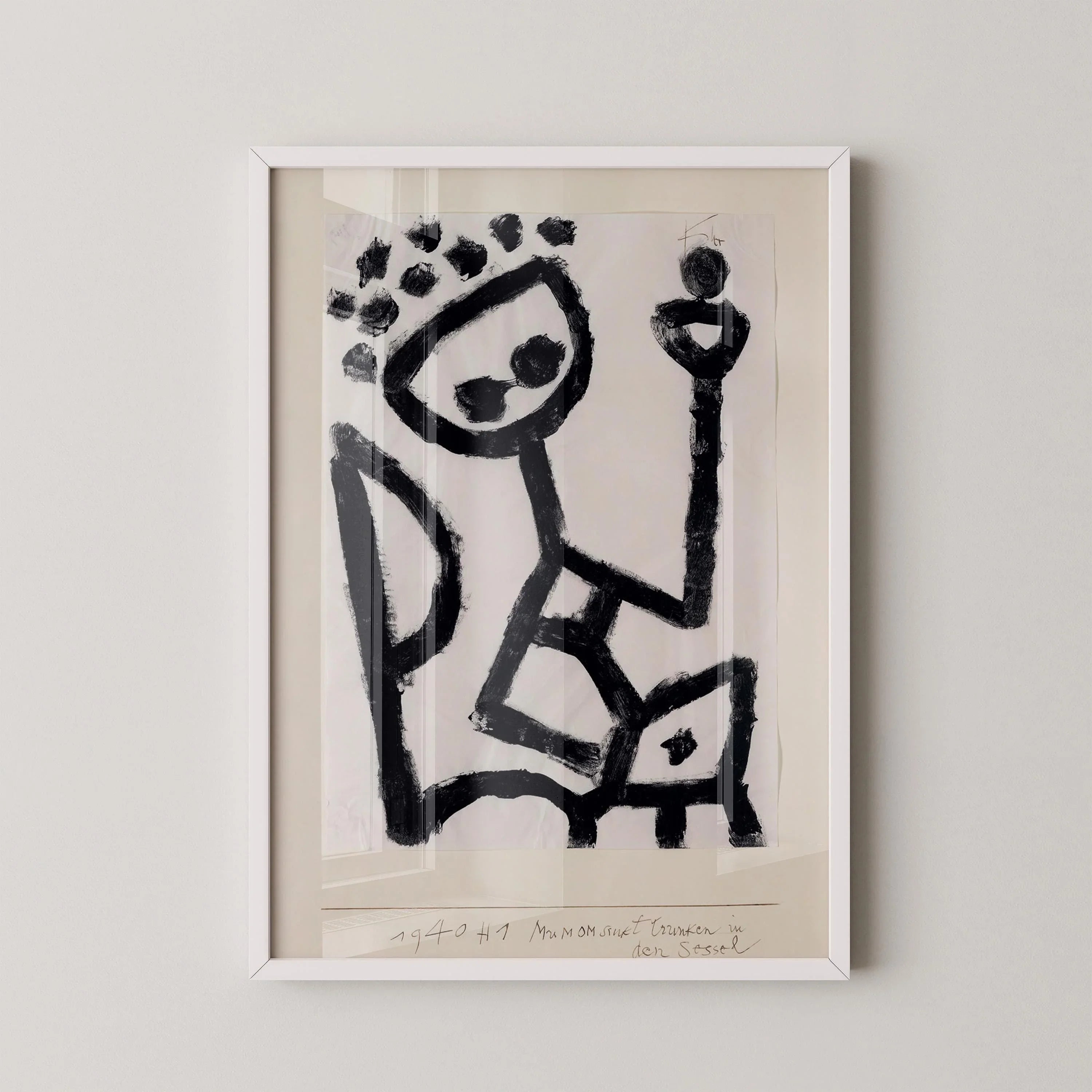 Paul Klee Print: Mumon Sinks Drunk, Minimalist Abstract Art - 9ArtPrints