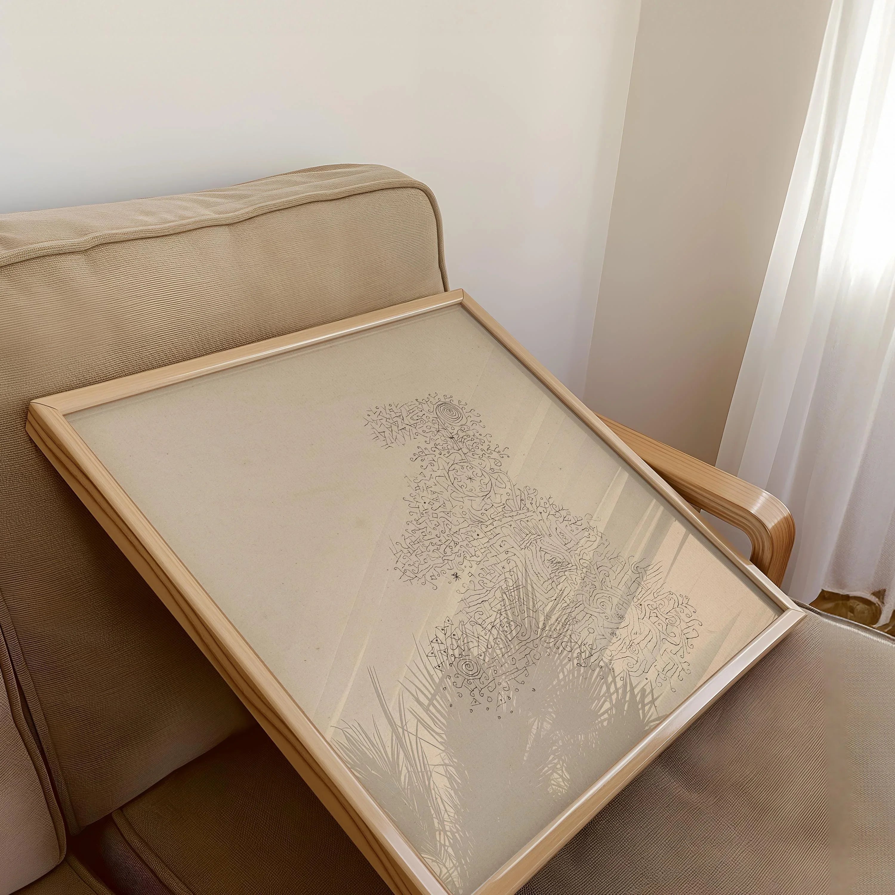 Paul Klee - Rosenhag | Minimalist Vintage Mid - century Modern Sketch Art Print in Beige and Black (available handframed or unframed) 1x1 - 9ArtPrints