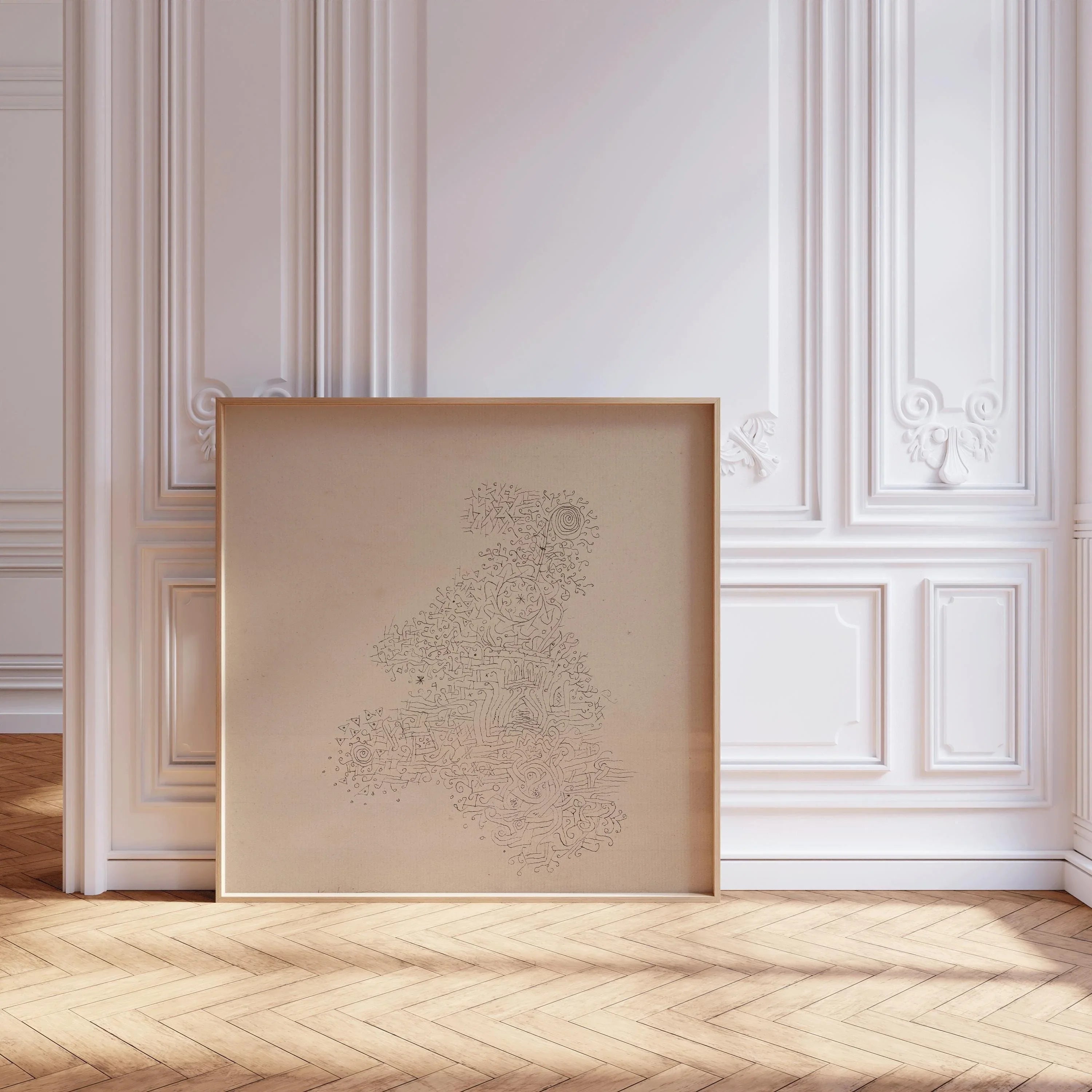 Paul Klee - Rosenhag | Minimalist Vintage Mid - century Modern Sketch Art Print in Beige and Black (available handframed or unframed) 1x1 - 9ArtPrints