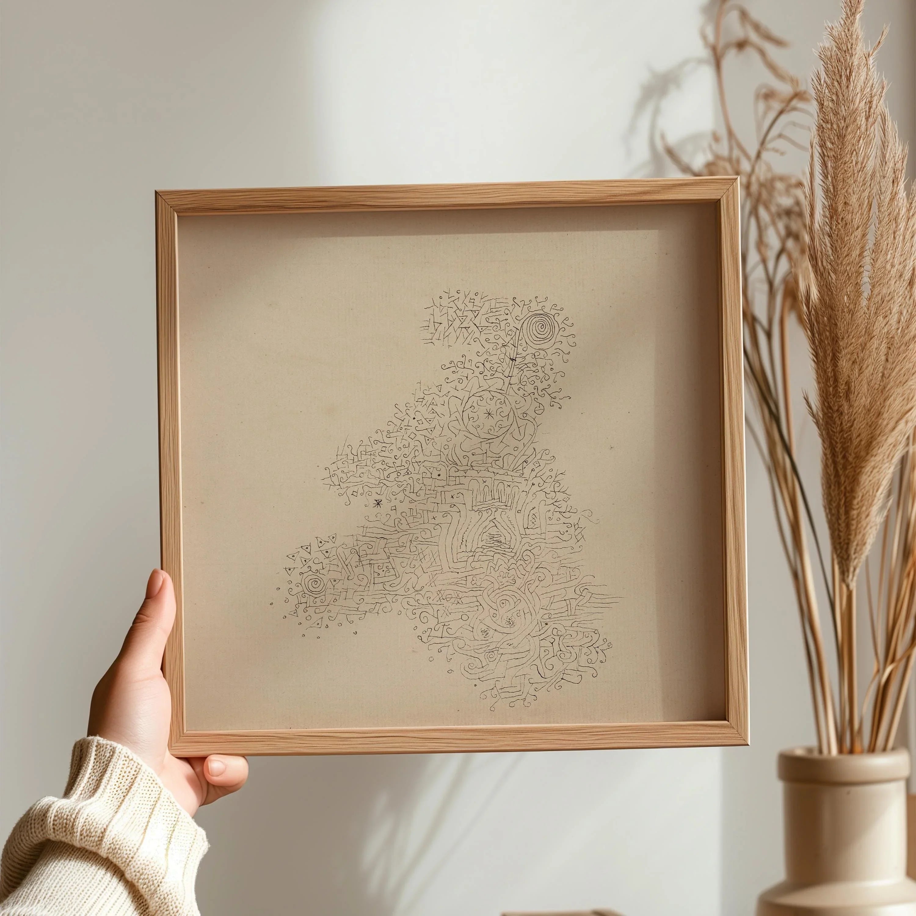 Paul Klee - Rosenhag | Minimalist Vintage Mid - century Modern Sketch Art Print in Beige and Black (available handframed or unframed) 1x1 - 9ArtPrints