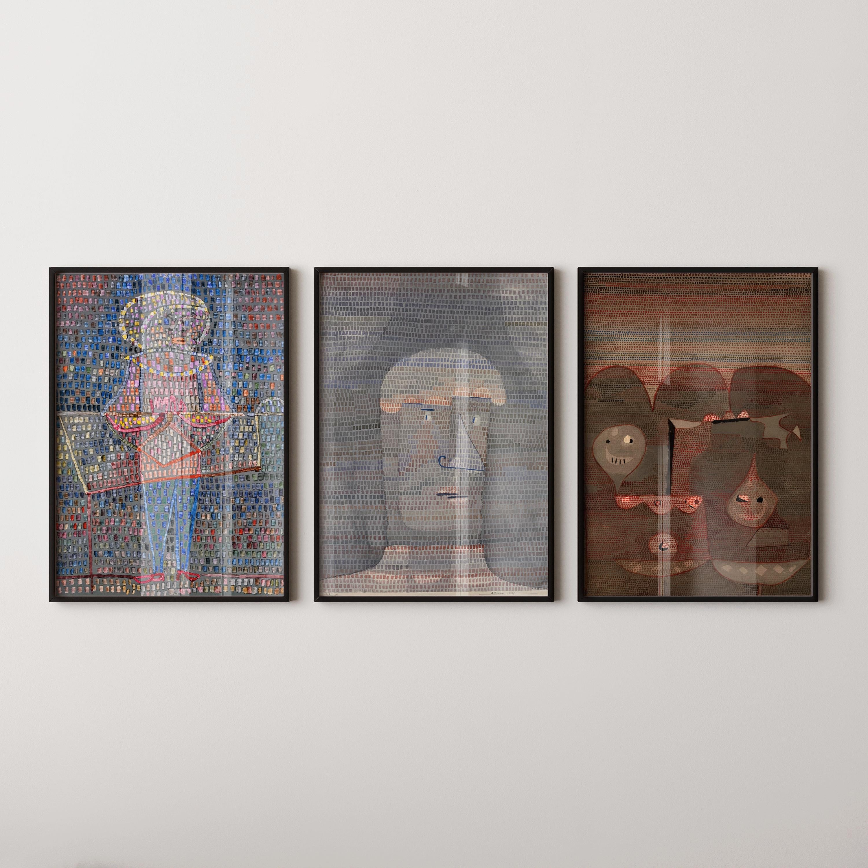 Paul Klee STATEMENT TRIO | Boy in Fancy Dress; Athlete's Head; Barbarian Sacrifice | Vintage Abstract Art available framed - 9ArtPrints