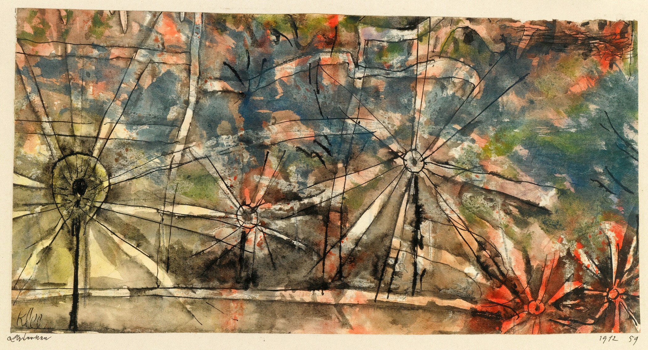 Paul Klee - Streetlamps | Modern Abstract Wide Panoramic Art (available handframed or unframed) 2x1 - 9ArtPrints