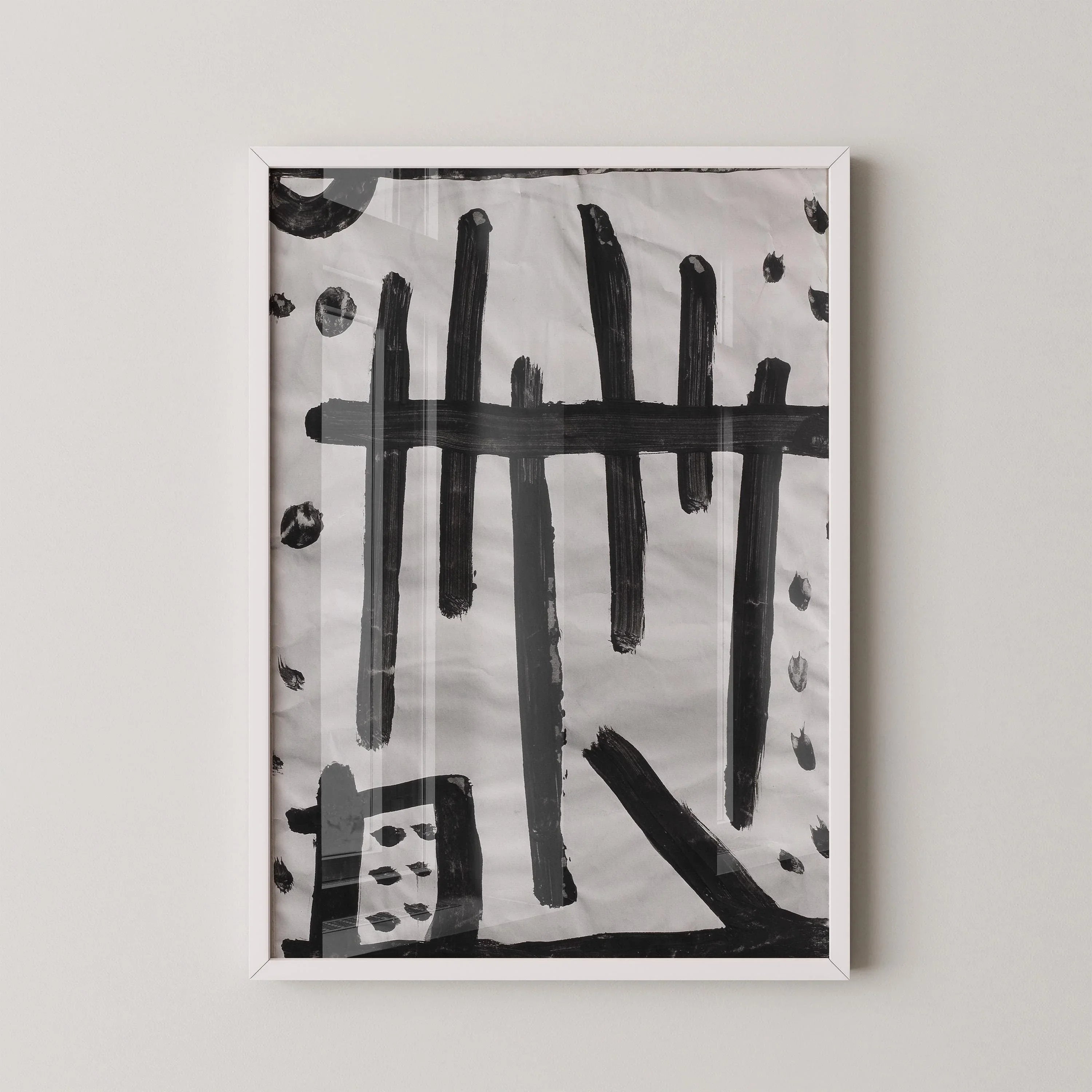 Paul Klee - Untitled (Geometric Compositions - 1940) | Striking Minimalist Abstract Art in Black and White available handframed or unframed - 9ArtPrints