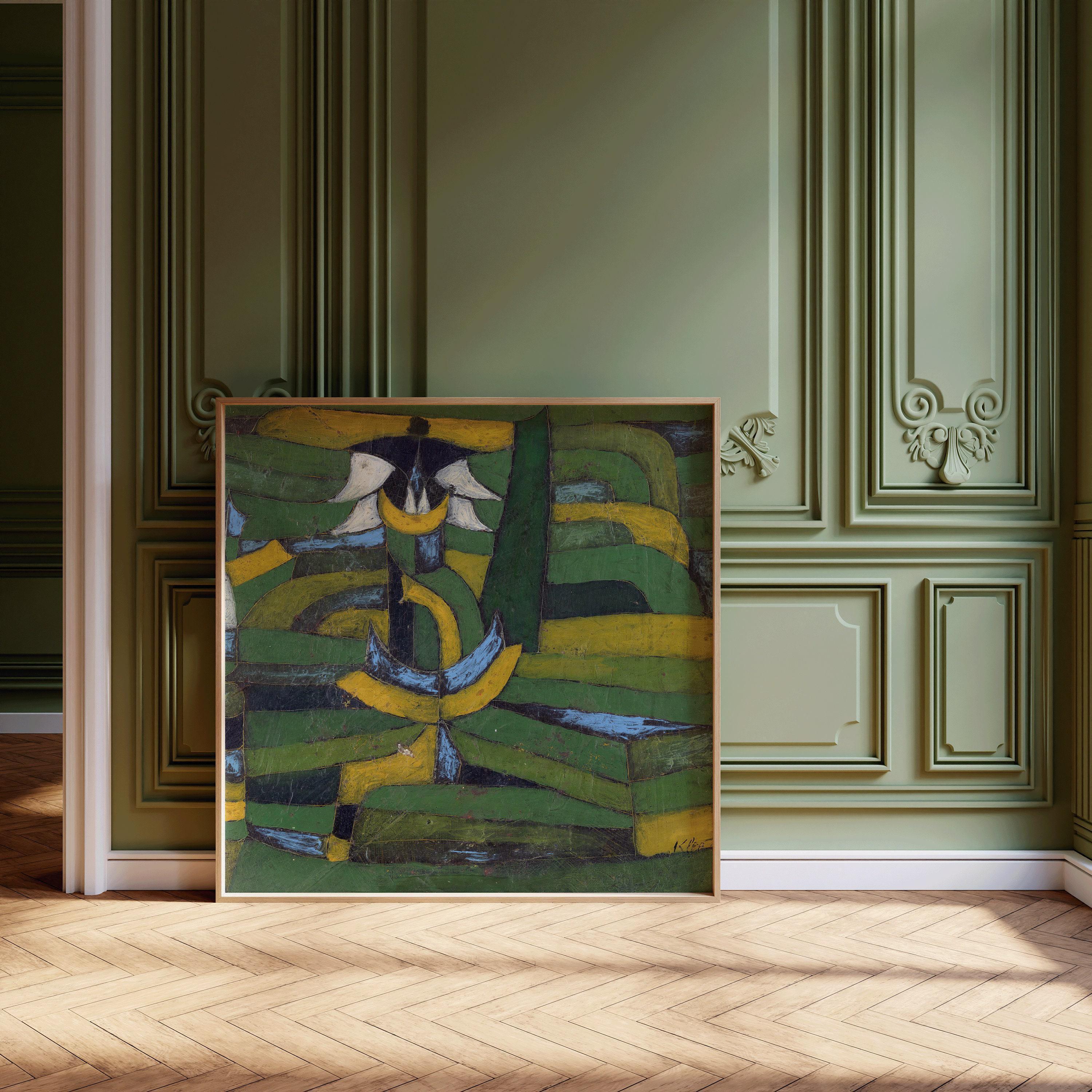 Paul Klee - White Blossom in the Garden | Vintage Mid - century Modern Abstract Art Print in Green (available handframed or unframed) 1x1 - 9ArtPrints