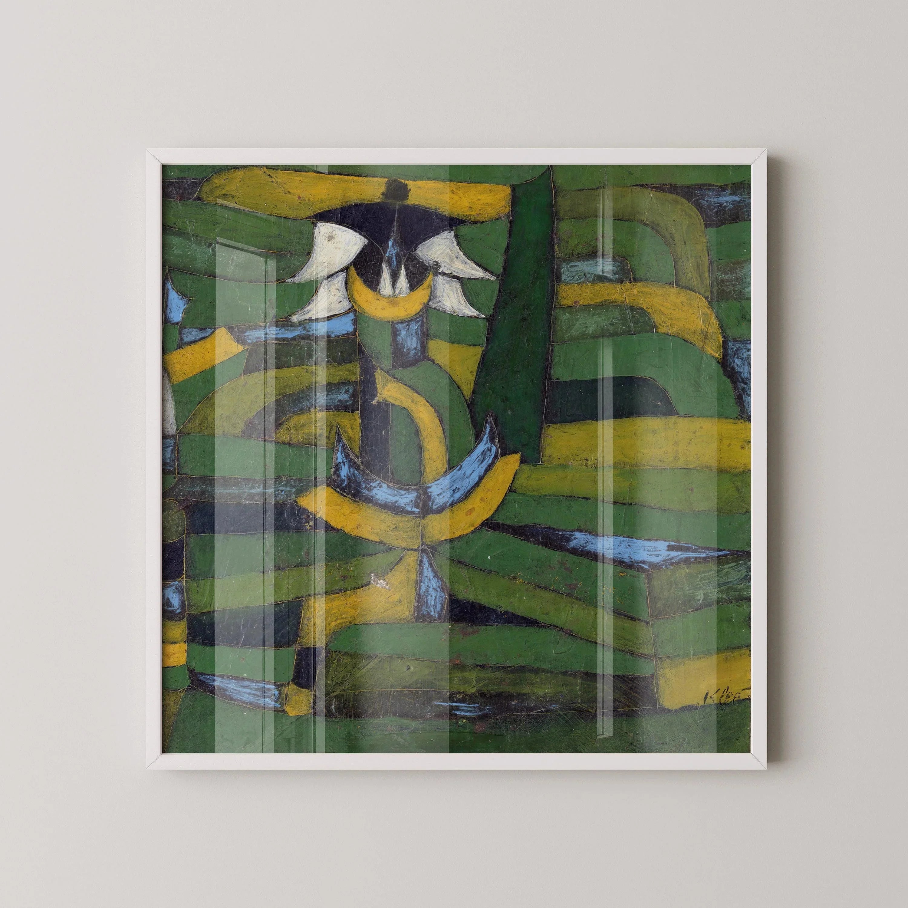 Paul Klee - White Blossom in the Garden | Vintage Mid - century Modern Abstract Art Print in Green (available handframed or unframed) 1x1 - 9ArtPrints