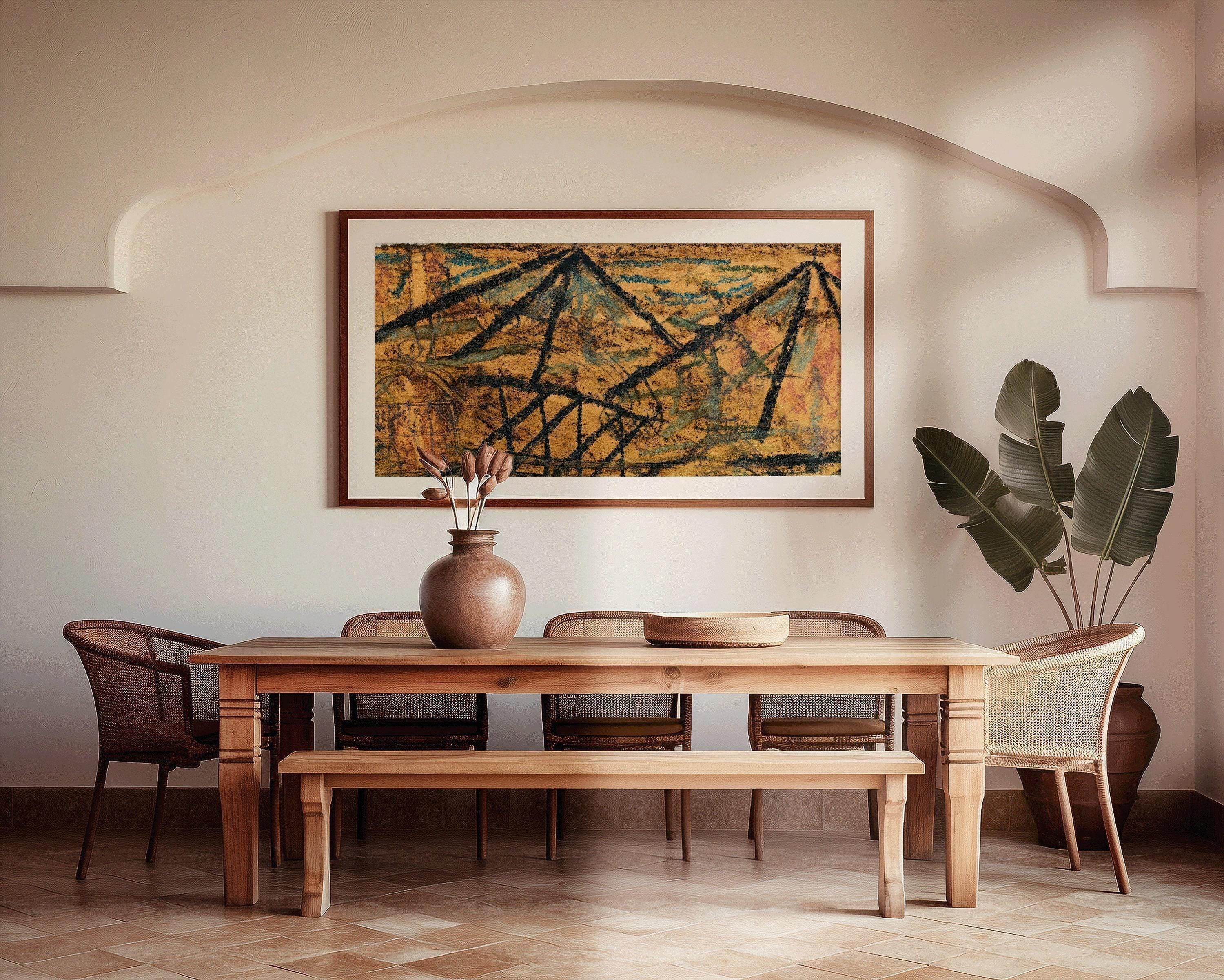 Paul Klee - With the Water Carrier | Modern Abstract Wide Panoramic Art (available handframed or unframed) 2x1 - 9ArtPrints