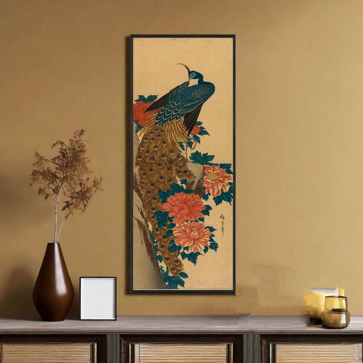 Utagawa Hiroshige — Peacock and Peonies | Japanese Woodblock Print (Ukiyo-e)