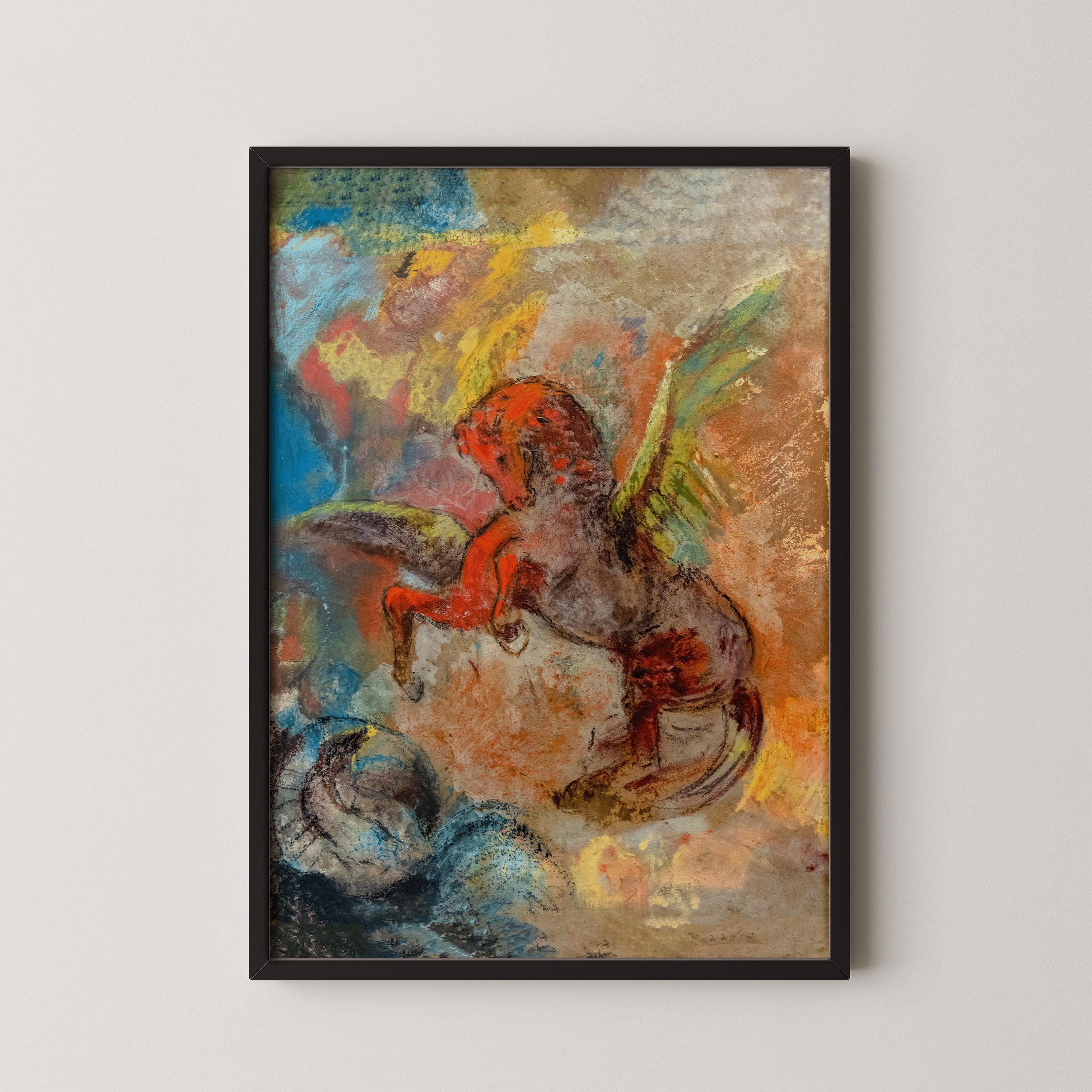 Pegasus and the Hydra by Odilon Redon | A Dazzling Symbolist Dream and Genre - defining Masterpiece | Fine Art Giclee Print Framed or Unframed - 9ArtPrints