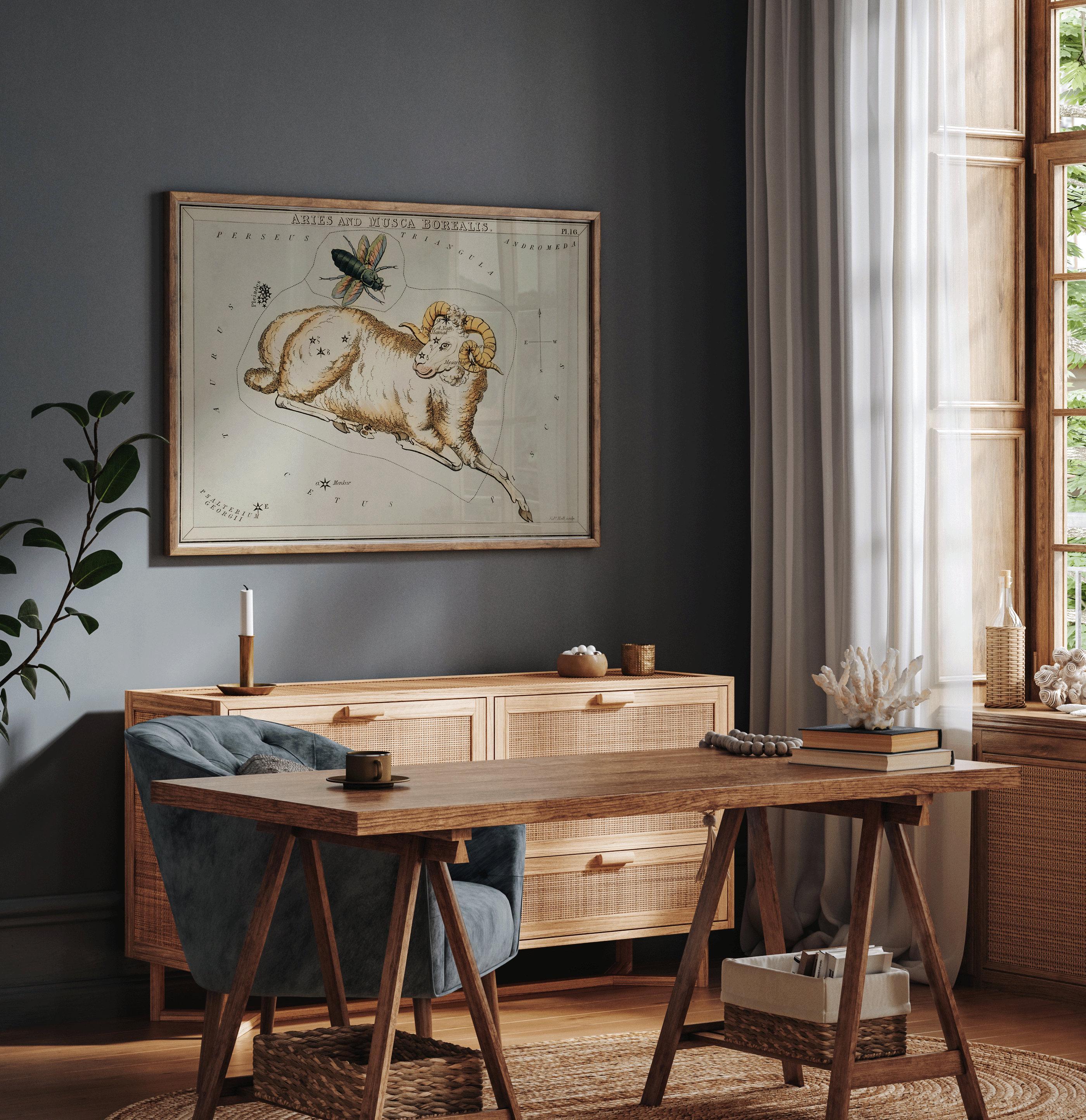 Personalizable Vintage Astrological Sign Print - Aries | Sidney Hall Art (available handframed or unframed) - 9ArtPrints