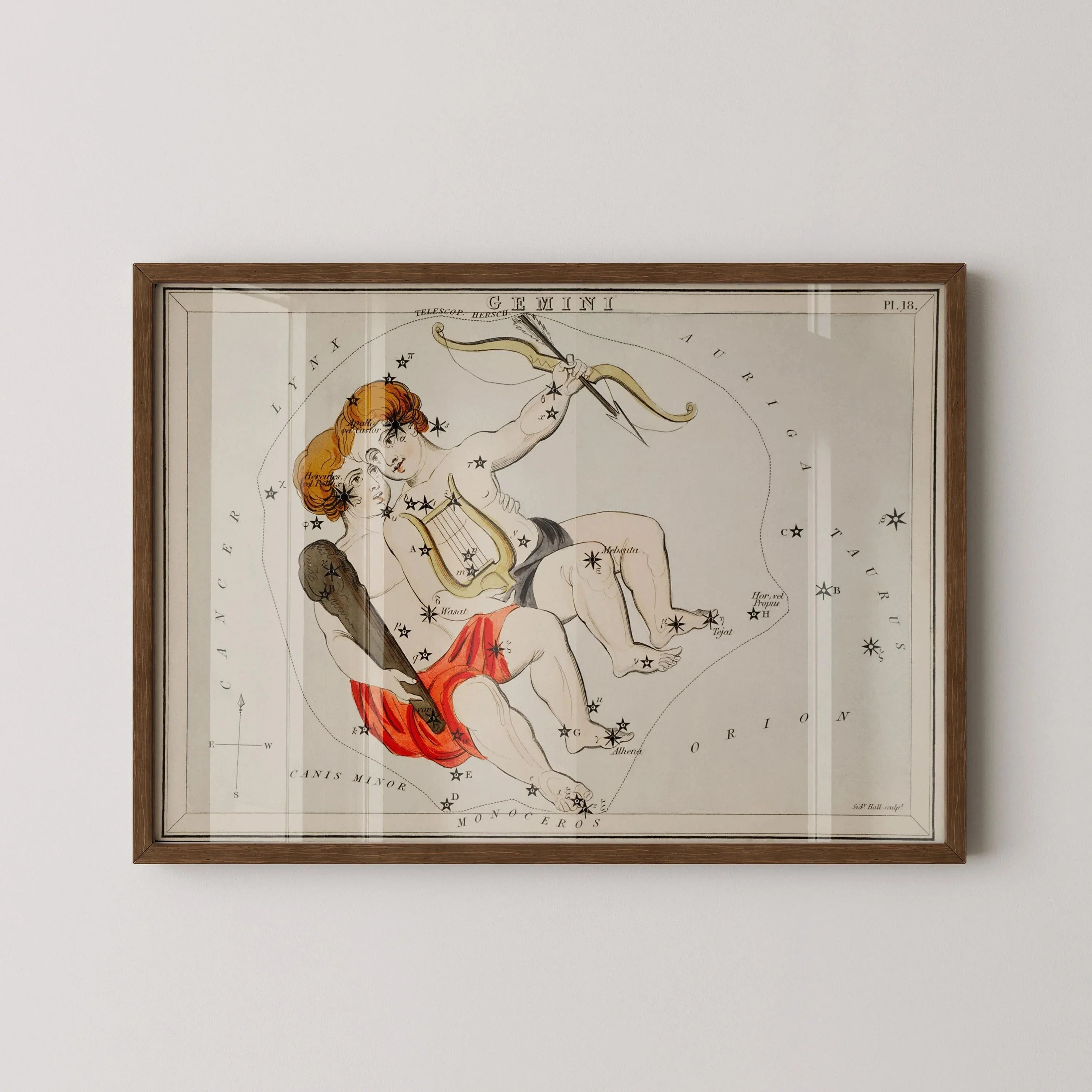 Personalizable Vintage Astrological Sign Print - Gemini | Sidney Hall Art (available handframed or unframed) - 9ArtPrints