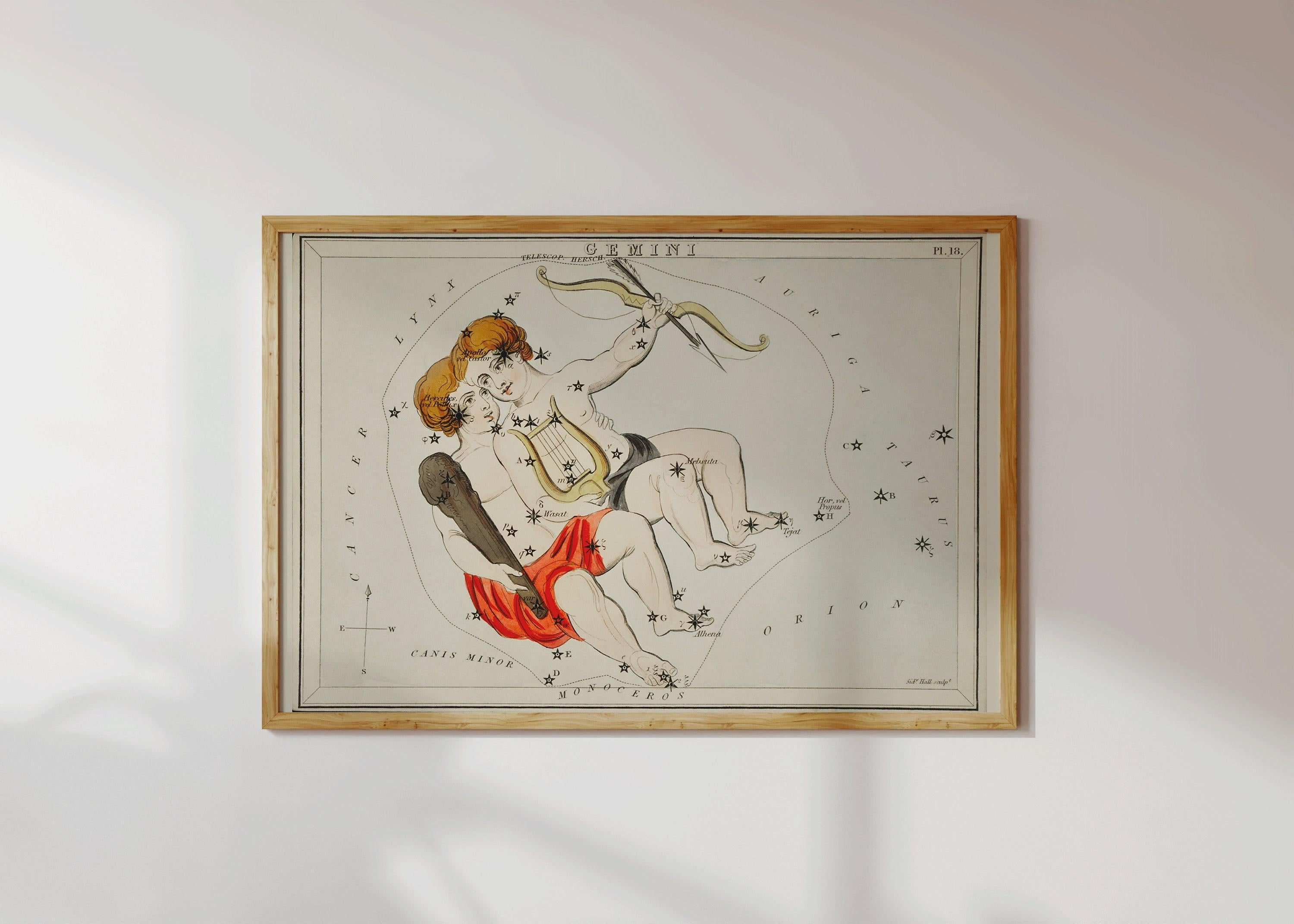 Personalizable Vintage Astrological Sign Print - Gemini | Sidney Hall Art