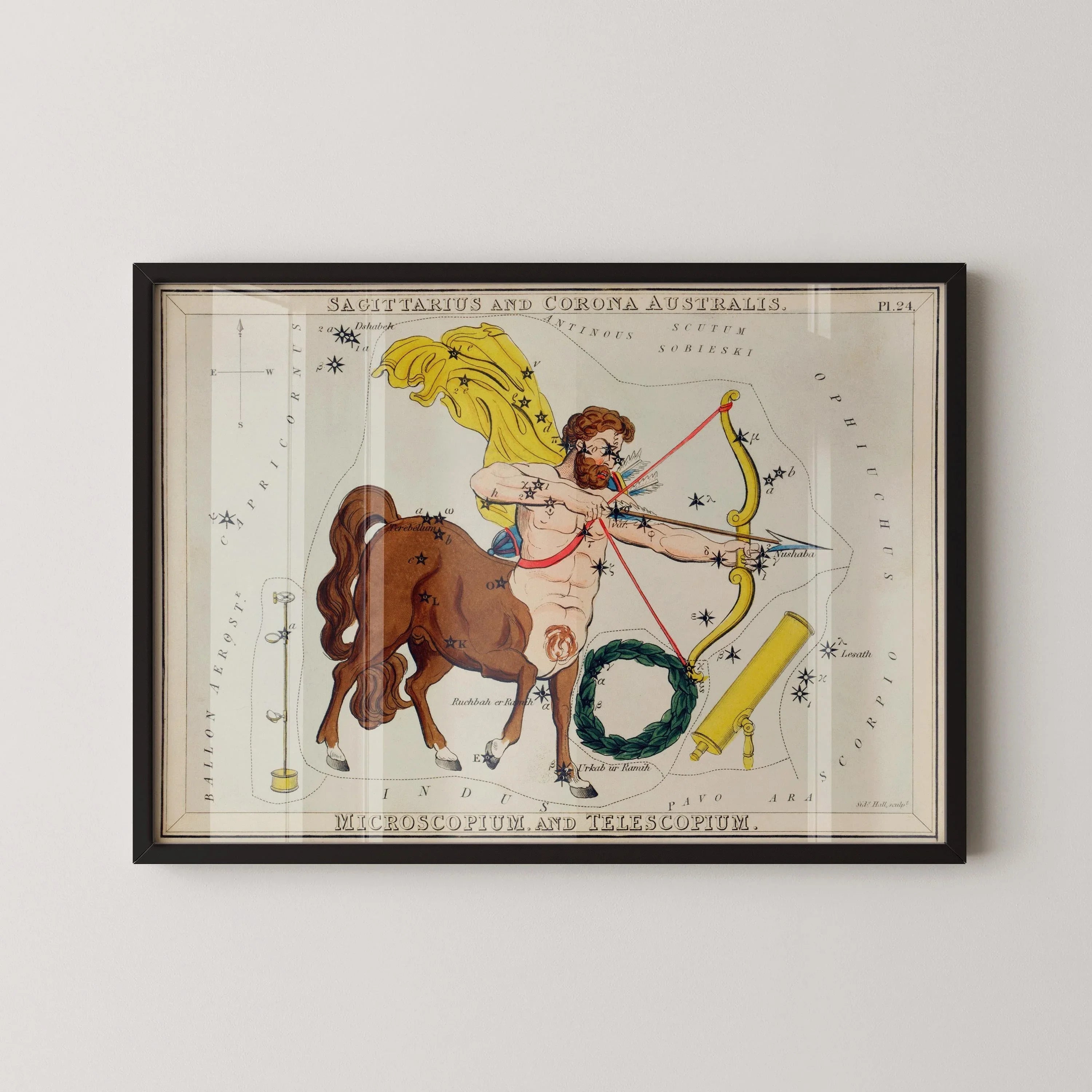 Personalizable Vintage Astrological Sign Print - Saggitarius | Sidney Hall Art (available handframed or unframed) - 9ArtPrints