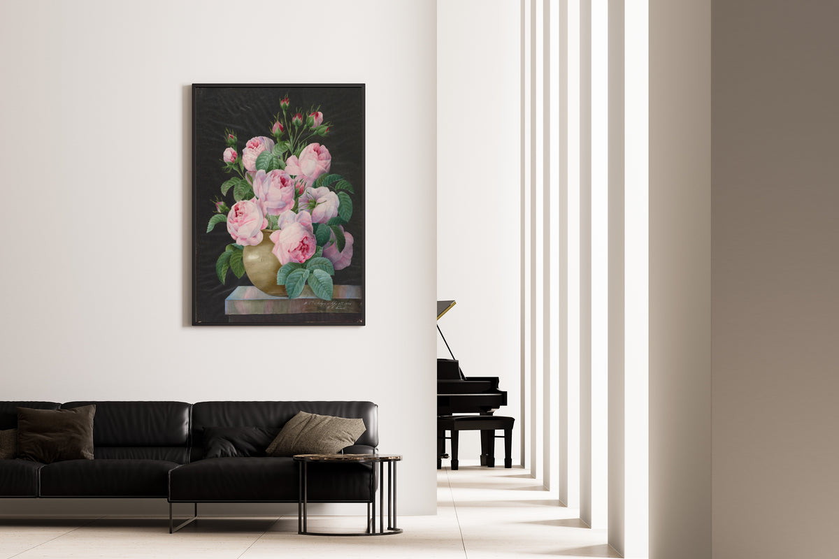 Pierre-Joseph Redouté — Pink Roses in a Vase | Botanical Illustration Print