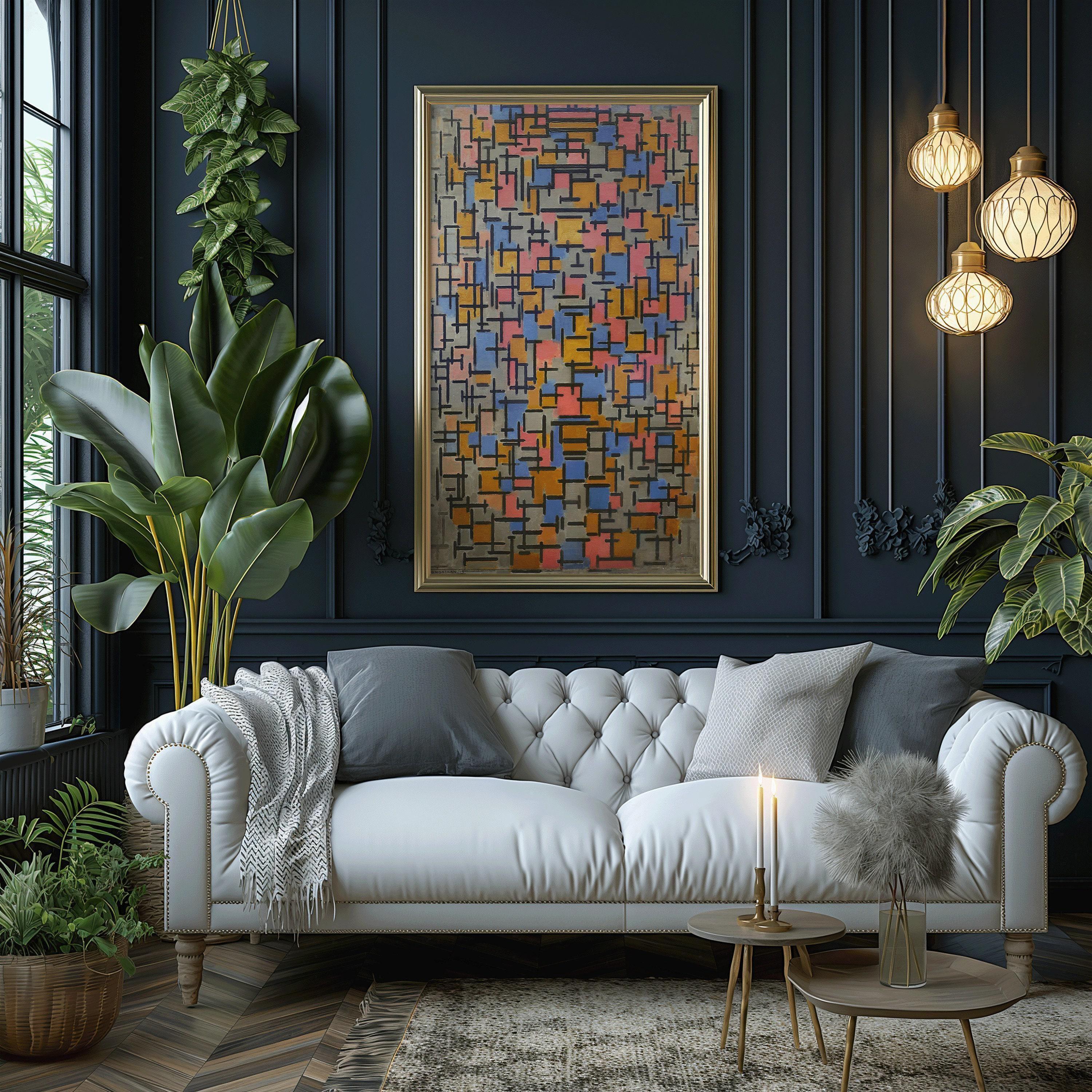 Piet Mondrian - Composition (1916) PRINT | Vintage Narrow Vertical Mid - century Modern Art (available handframed) 2x1 - 9ArtPrints