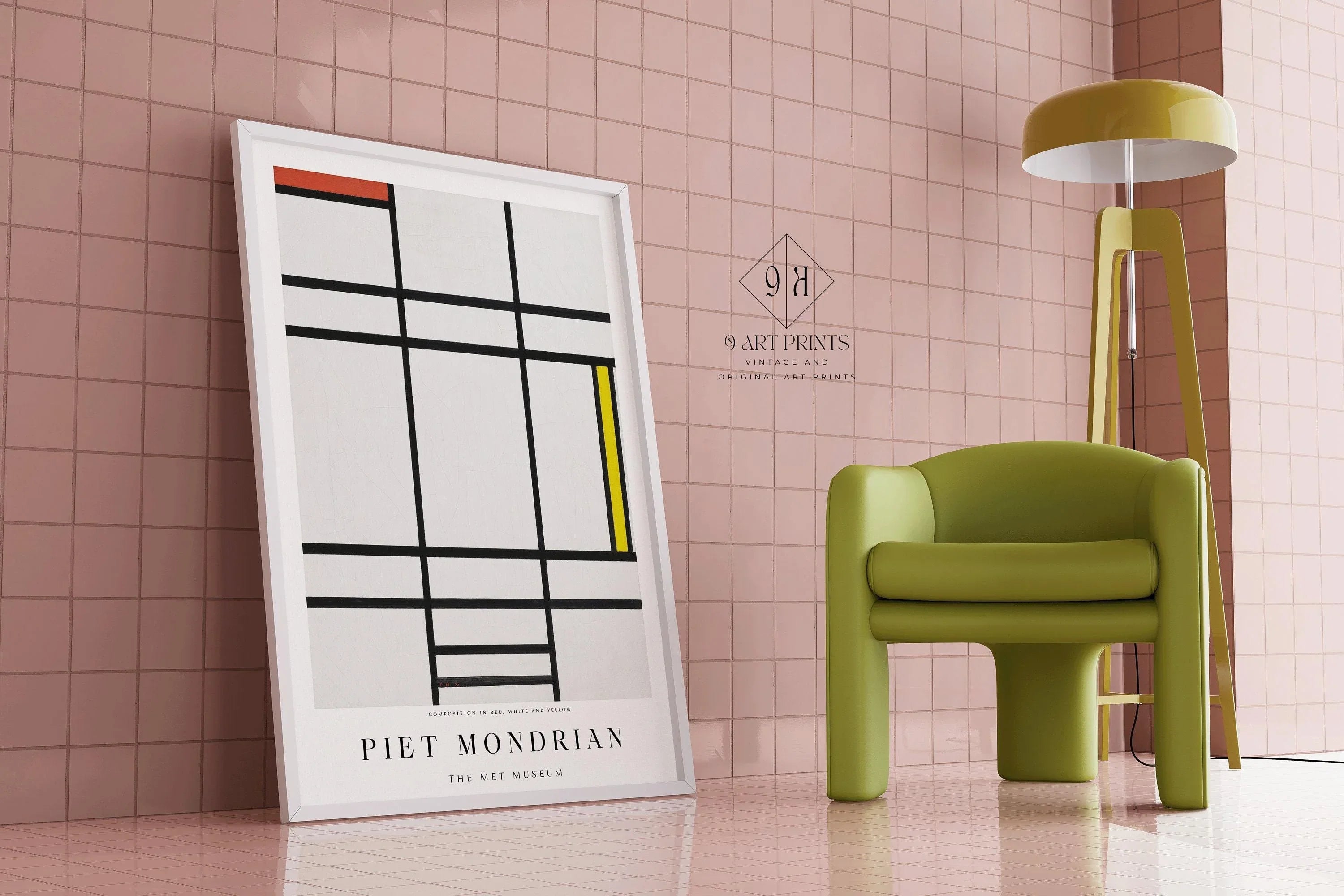 Piet Mondrian - Composition 1936 PRINT | Mid - Century Modern Art Print (available handframed or unframed) - 9ArtPrints