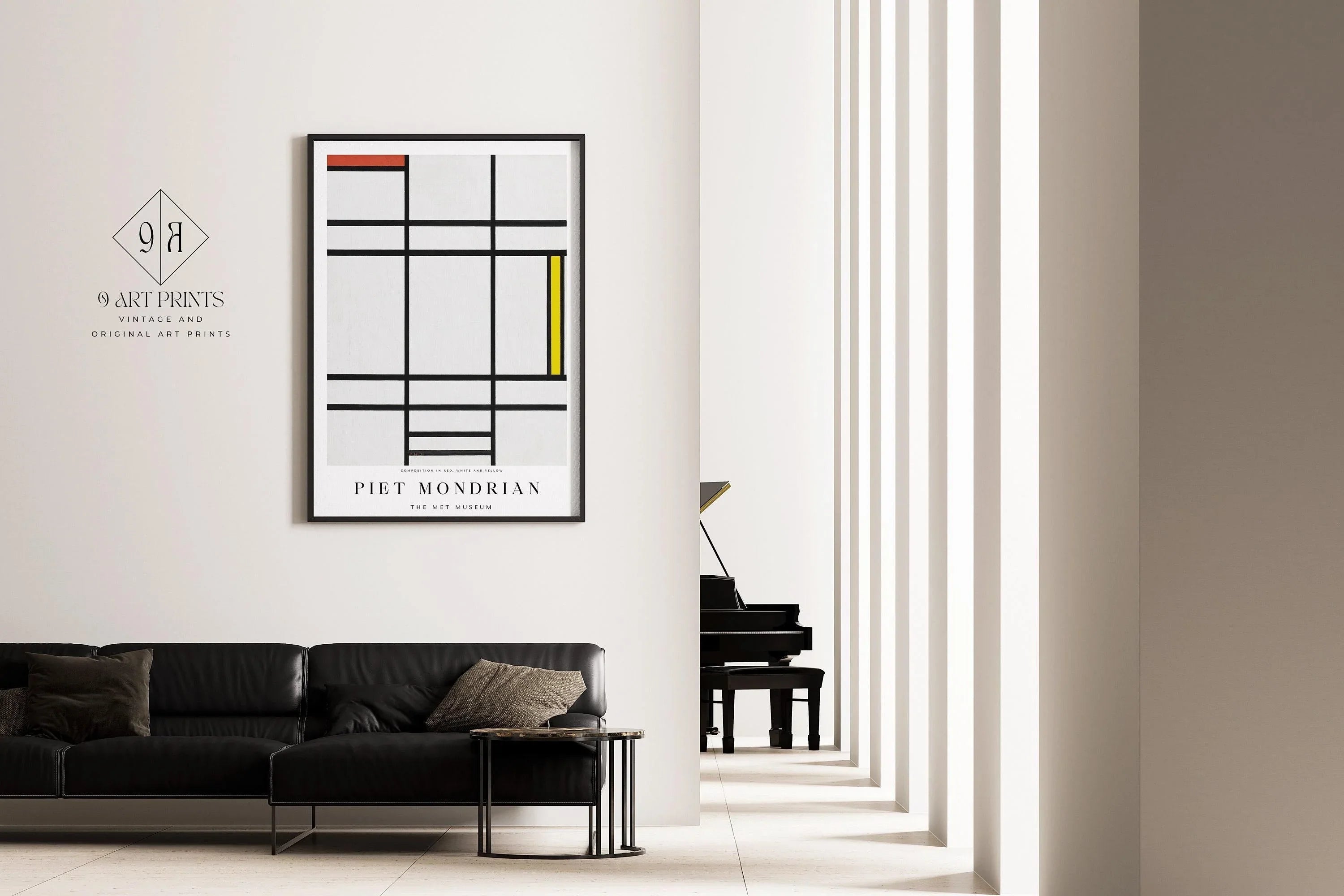 Piet Mondrian - Composition 1936 PRINT | Mid - Century Modern Art Print (available handframed or unframed) - 9ArtPrints