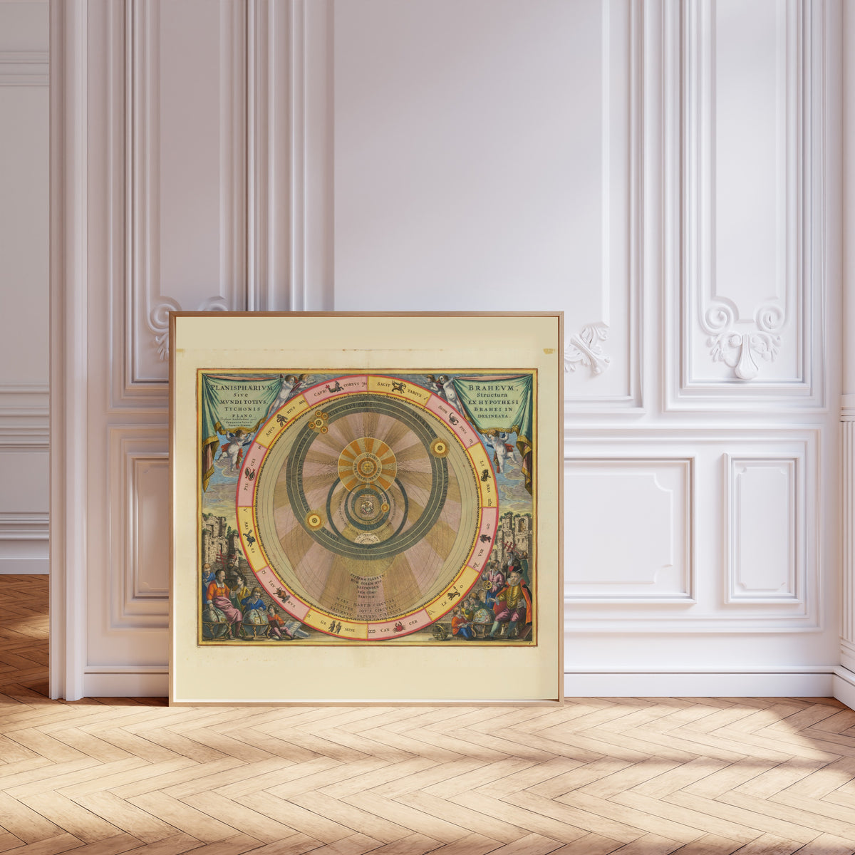 Andreas Cellarius — The Tychonic Planisphere (Plate 6, Teal Colouring) | Celestial Map Print