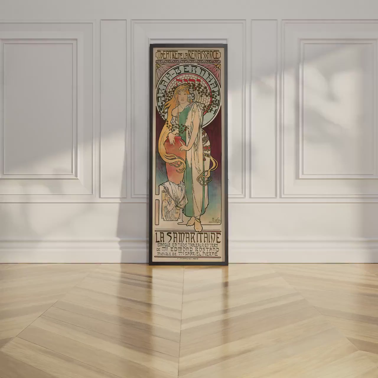 Alphonse Mucha - La Samaritaine | A Stunning Vintage Theatre Poster in Super Tall Frame (available handframed or unframed) 3x1