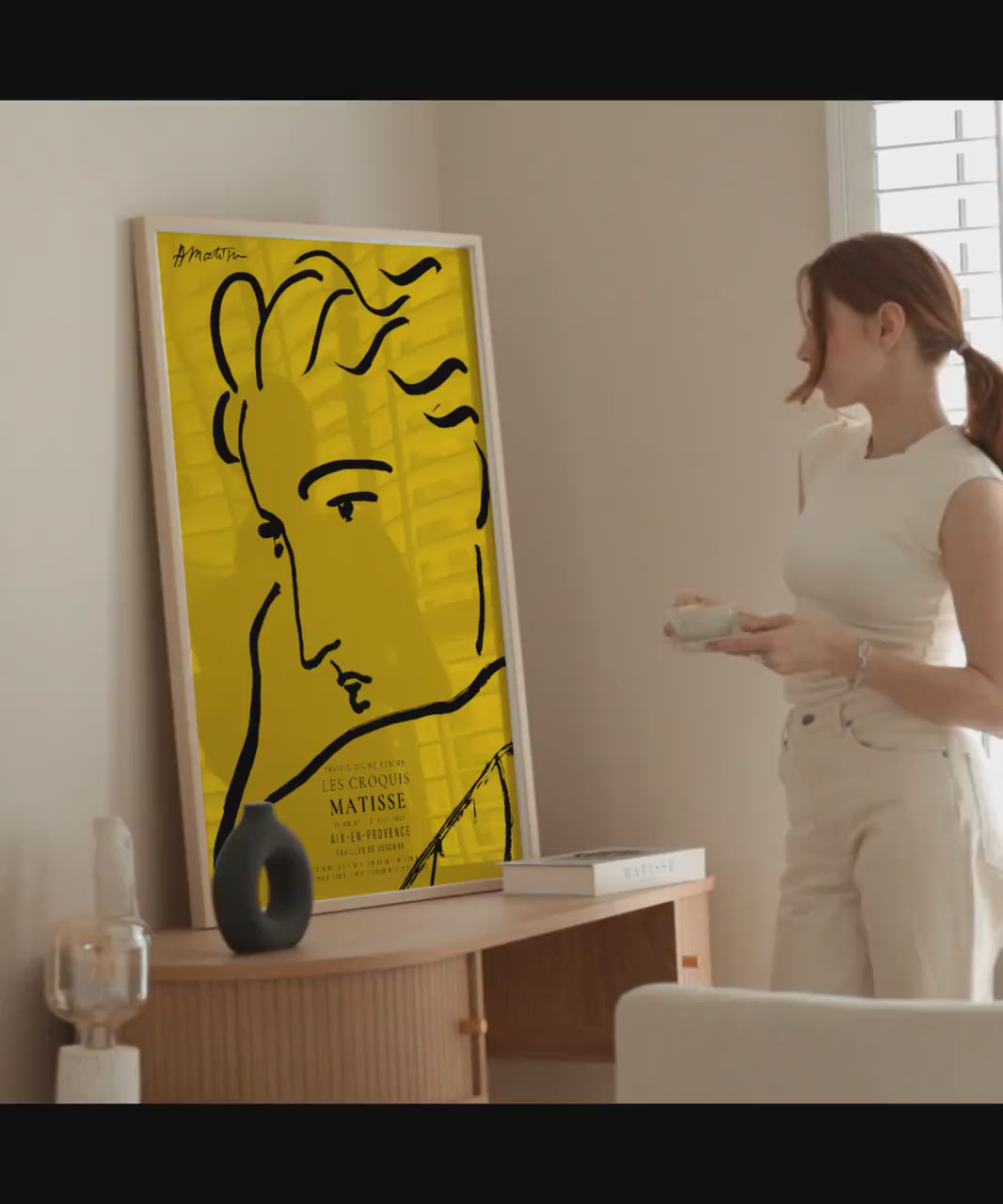 Henri Matisse - Profile of a Woman | Famous Sketch Art in Yellow and Black (available handframed or unframed)