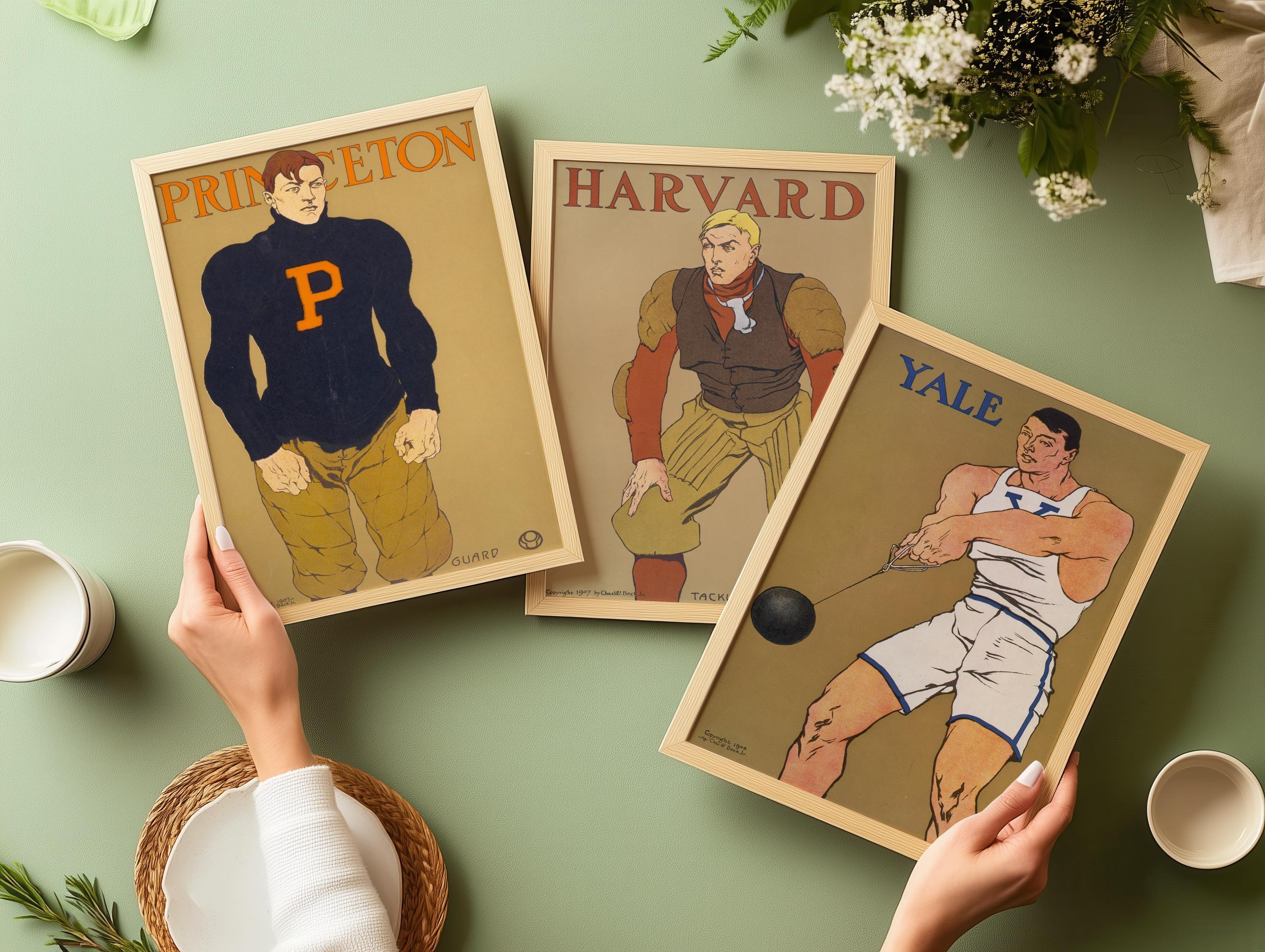 Princeton Yale and Harvard STATEMENT TRIO Edward Penfield College Posters | Vintage Art (Available Framed) - 9ArtPrints