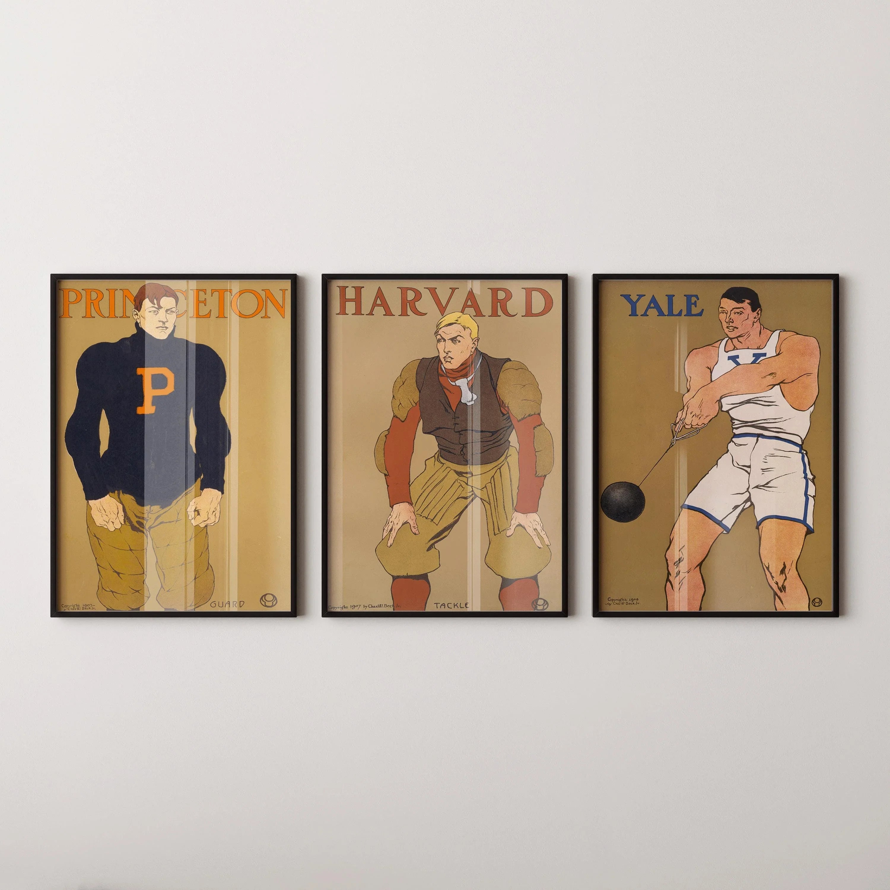 Princeton Yale and Harvard STATEMENT TRIO Edward Penfield College Posters | Vintage Art (Available Framed) - 9ArtPrints