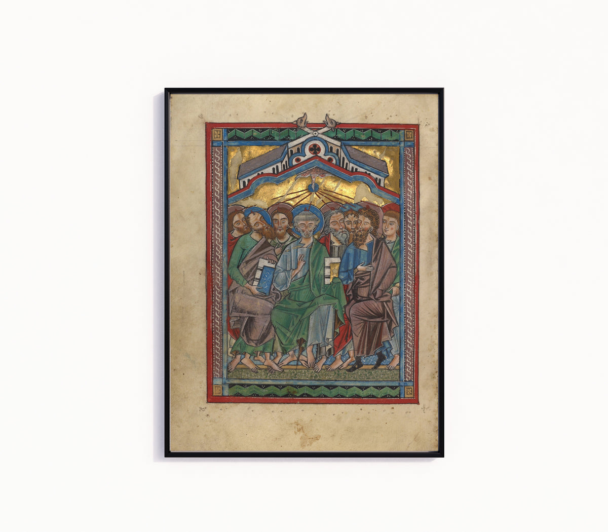 Framed art print of Psalter: Pentecost, in a slim black frame on a plain white wall