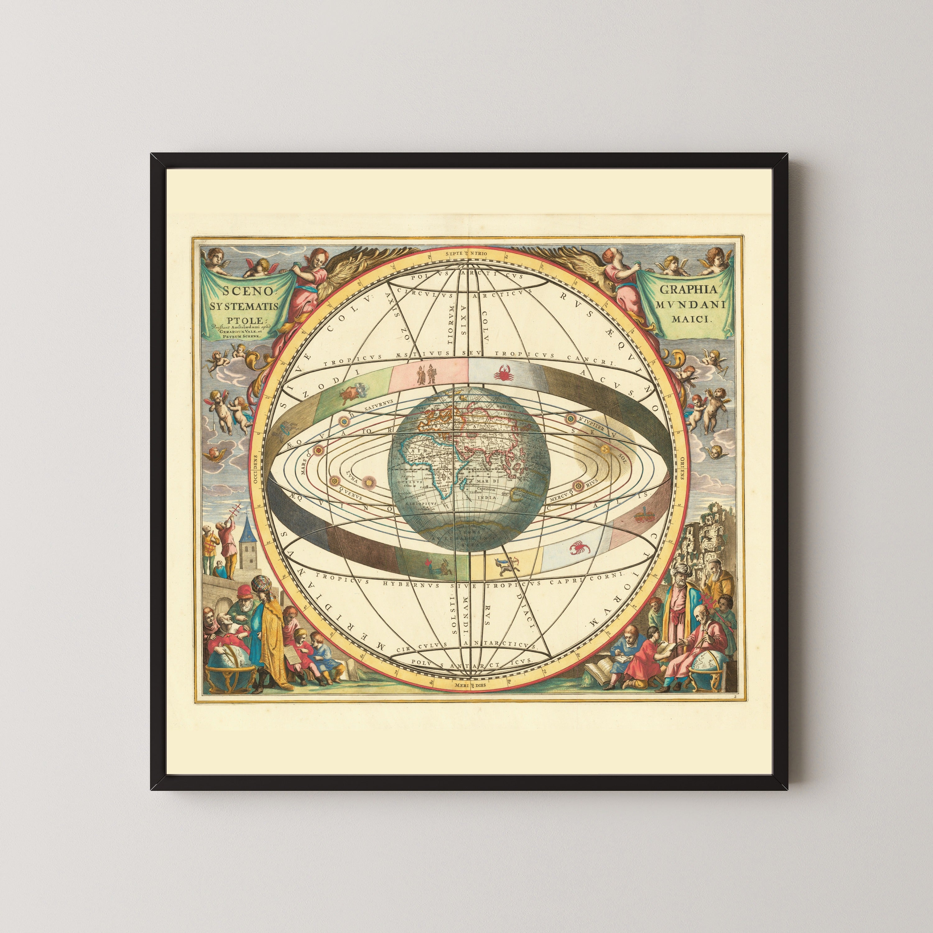 Andreas Cellarius — A Scenographic View of the Ptolemaic World System (Plate 2, Cream Colouring) | Celestial Map Print