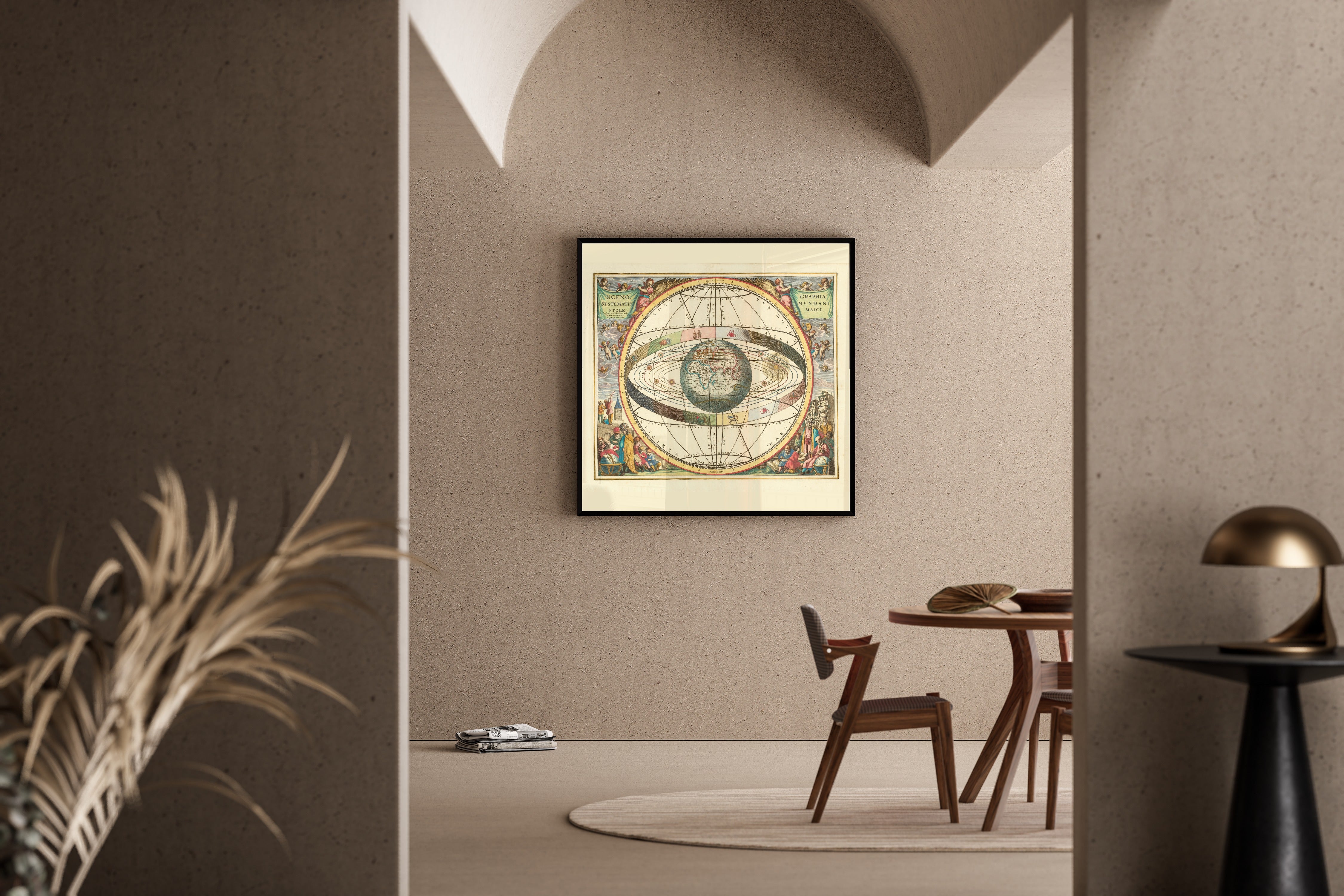 Andreas Cellarius — A Scenographic View of the Ptolemaic World System (Plate 2, Cream Colouring) | Celestial Map Print
