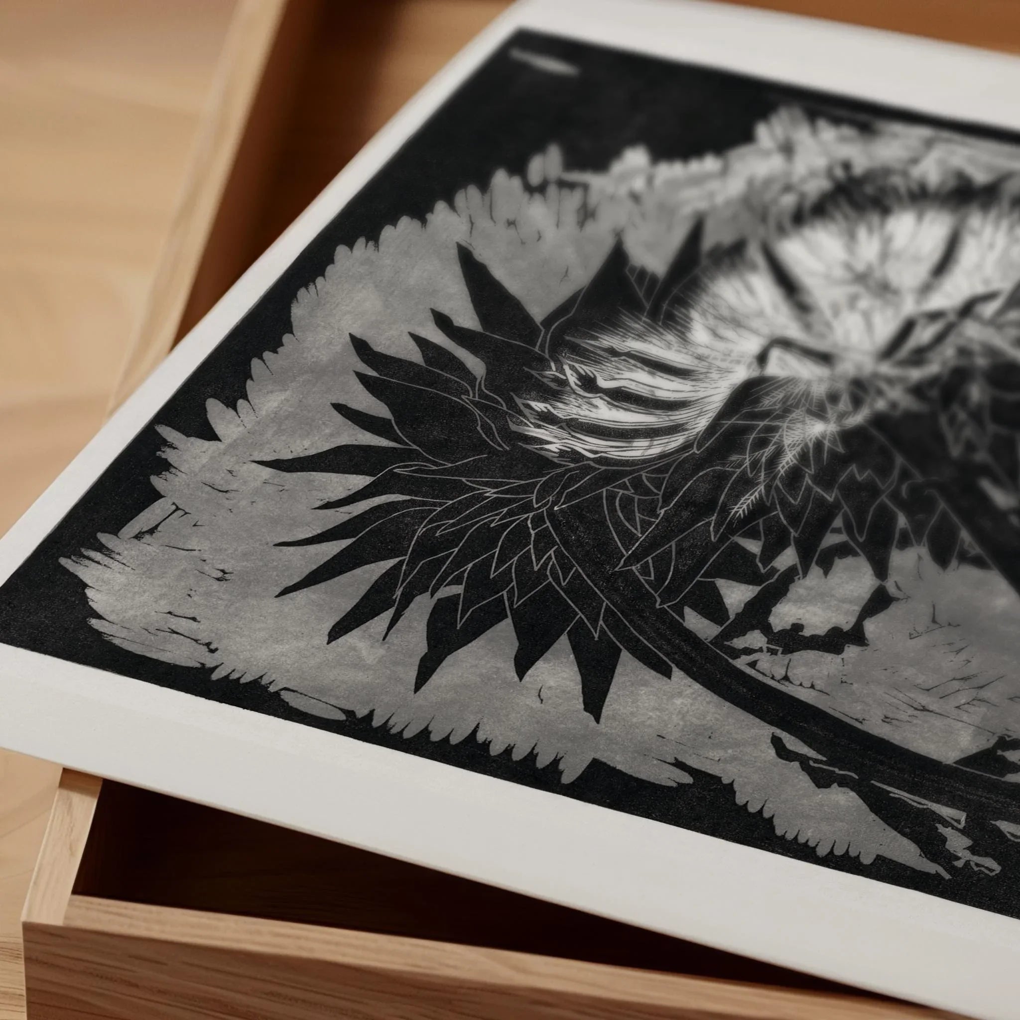 Reijer Stolk – Artichokes in Shadow (1915) | A Striking Monochrome Woodcut