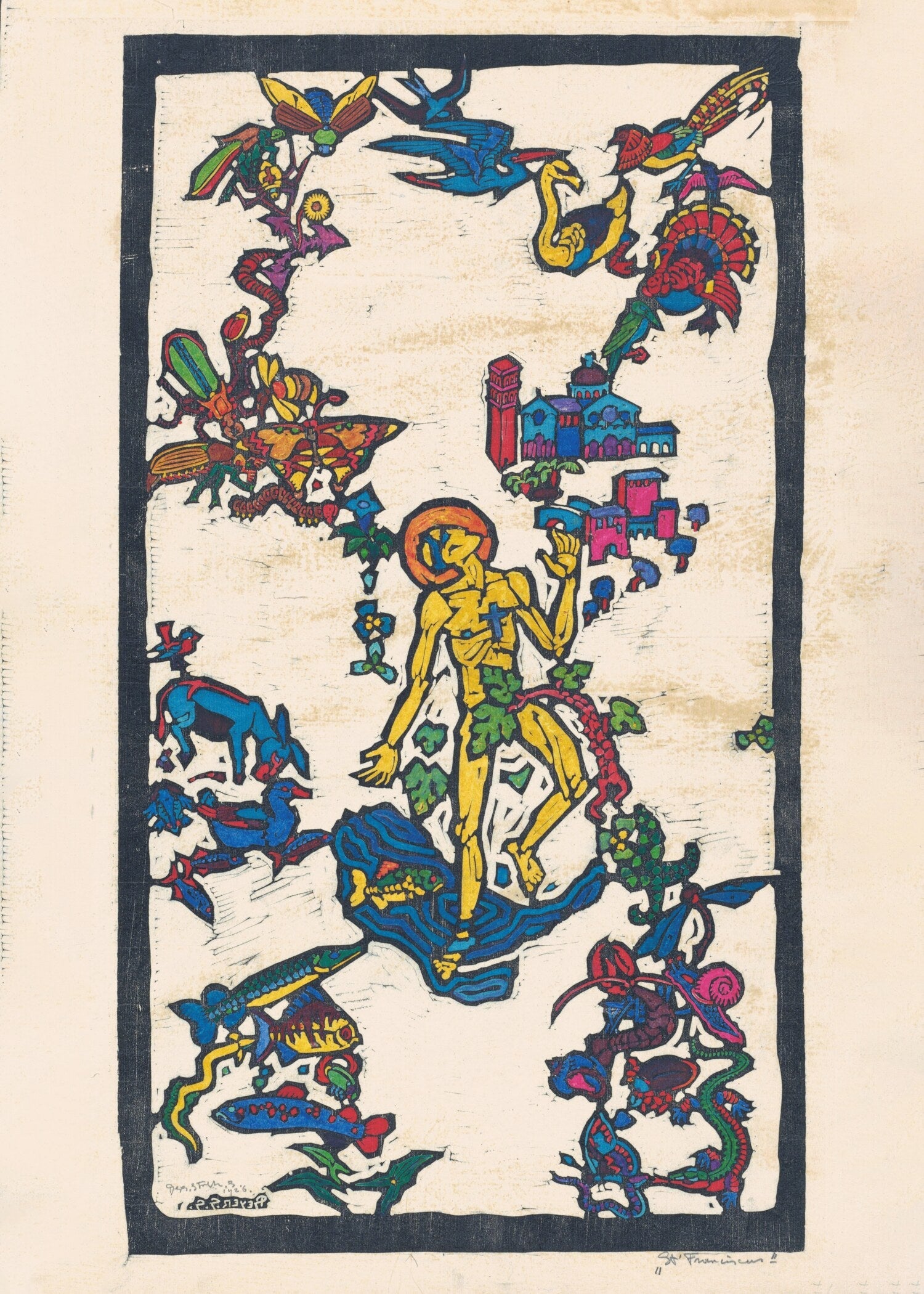 Reijer Stolk — St. Franciscus | Symbolist Woodcut Print - 9ArtPrints
