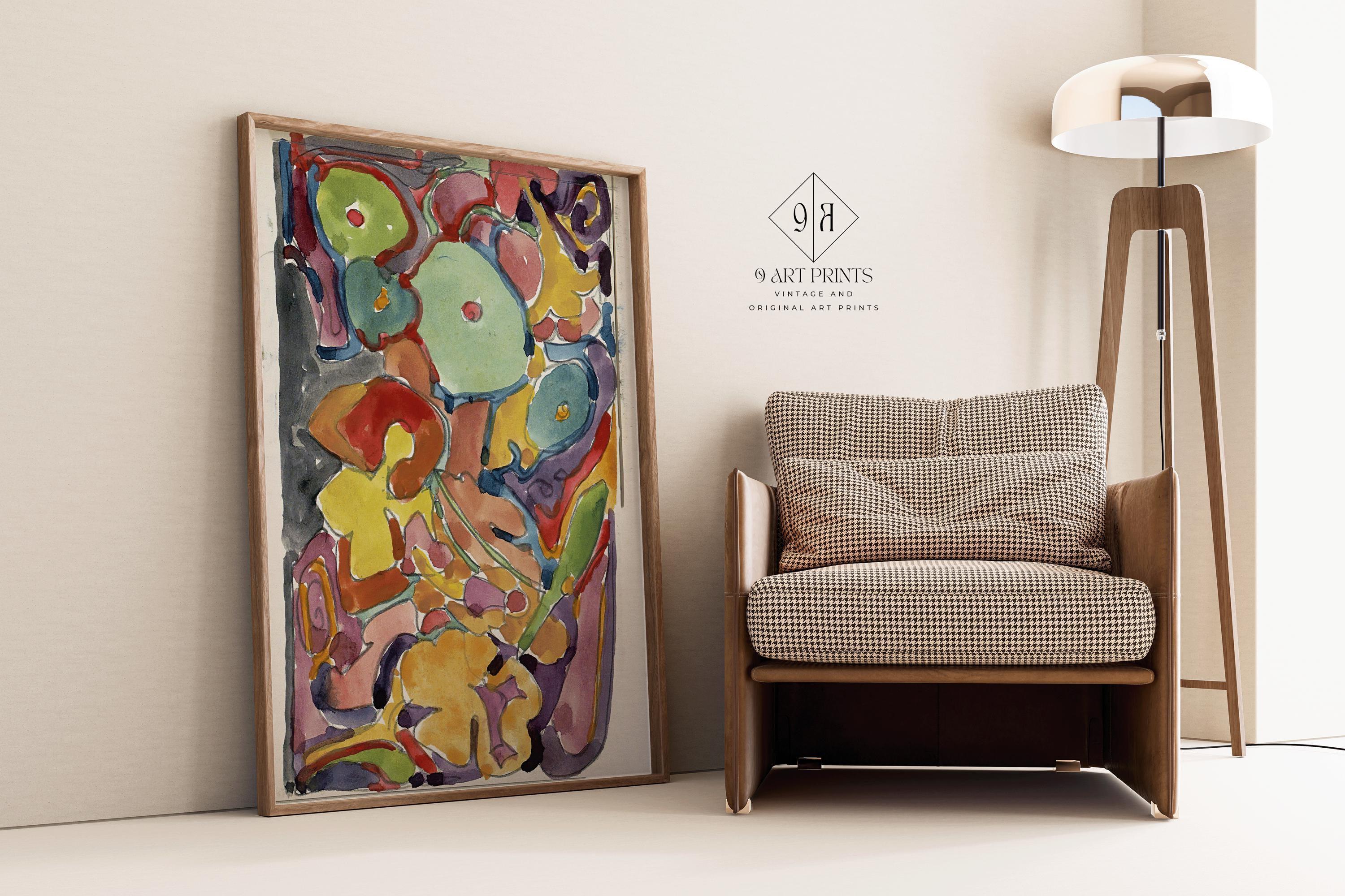Reijer Stolk – Vivid Floral Abstraction (c. 1916) | Expressive Modernist Watercolor (available handframed or unframed) - 9ArtPrints