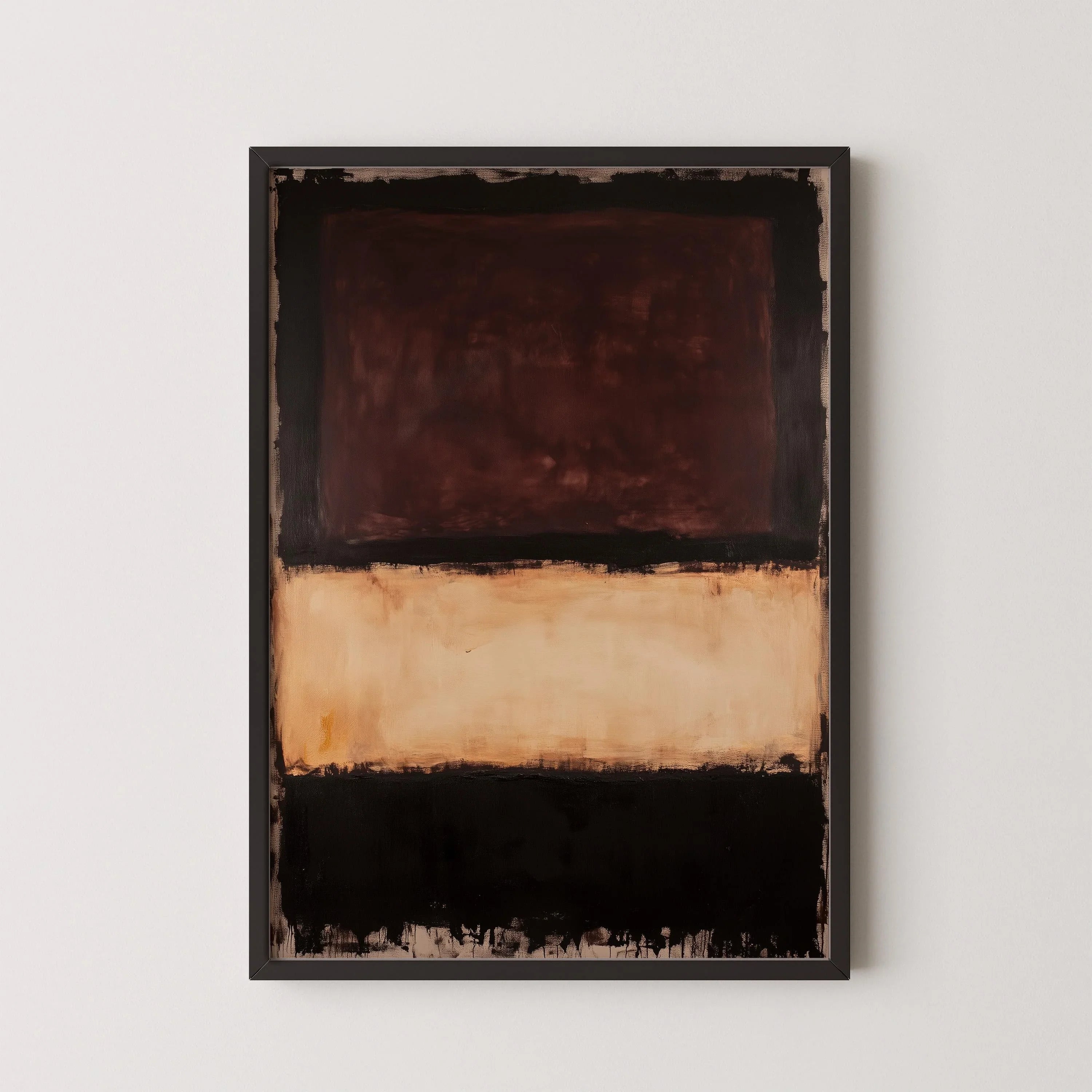 Rothko Style Abstract Art Print: Beige, Brown, Black Colour Field - 9ArtPrints