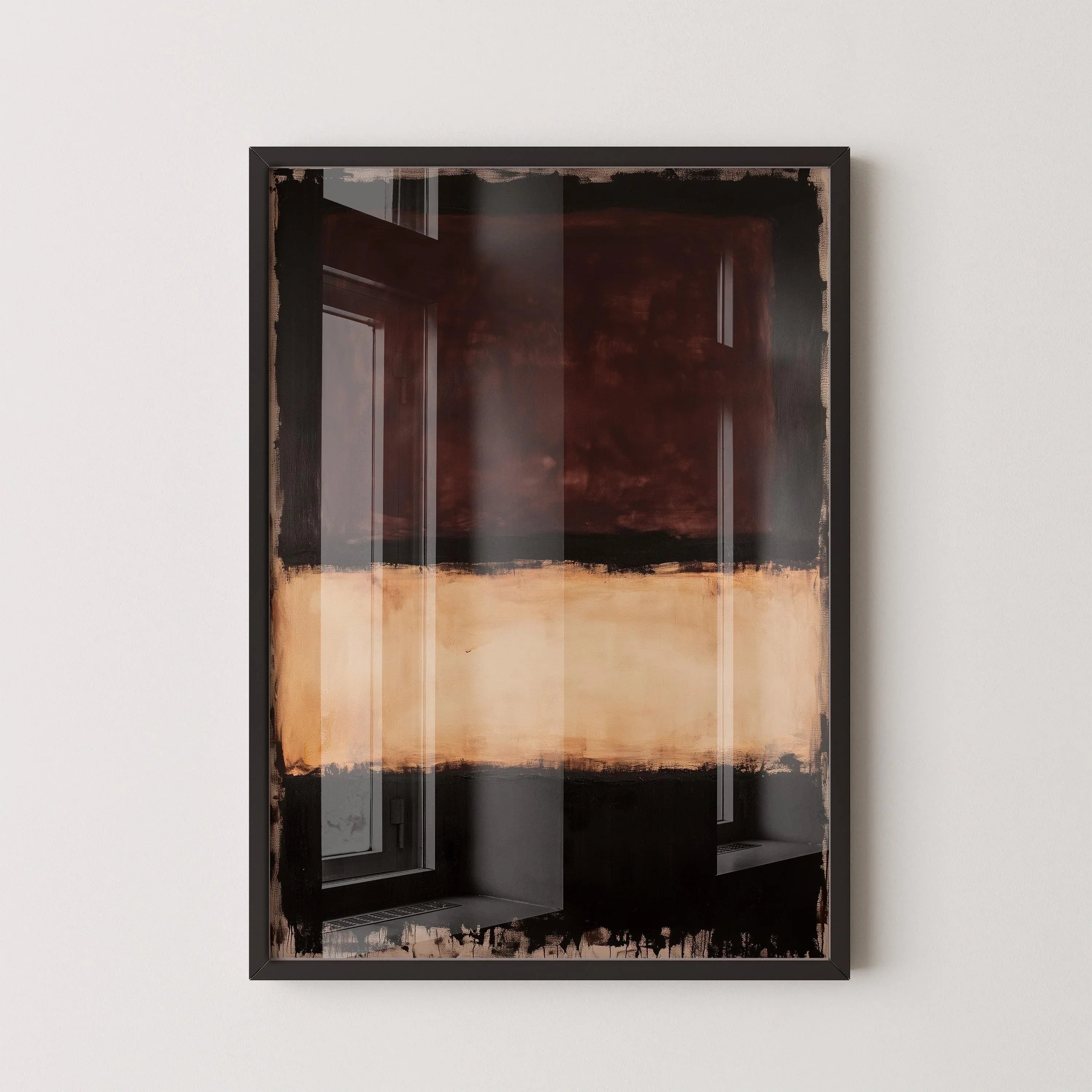 Rothko Style Abstract Art Print: Beige, Brown, Black Colour Field - 9ArtPrints