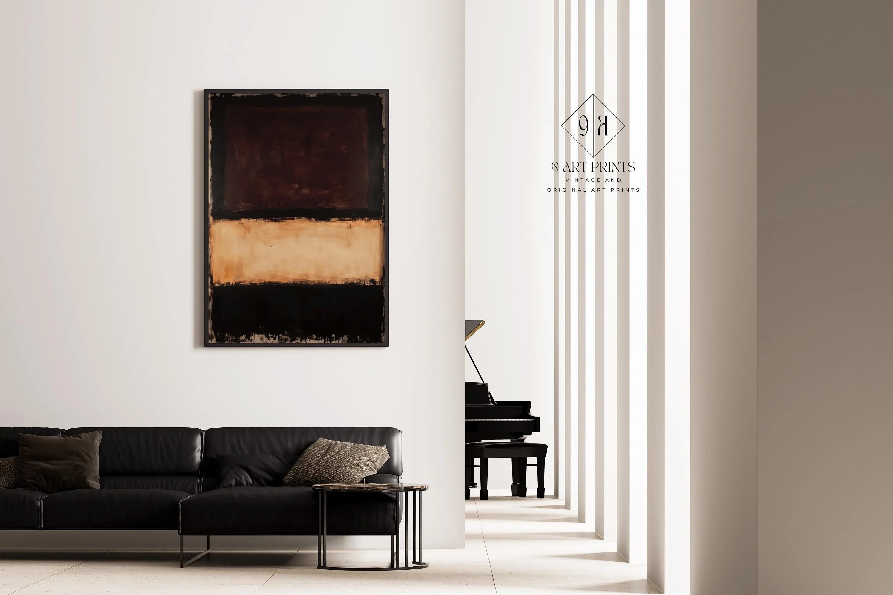 Rothko Style Abstract Art Print: Beige, Brown, Black Colour Field - 9ArtPrints