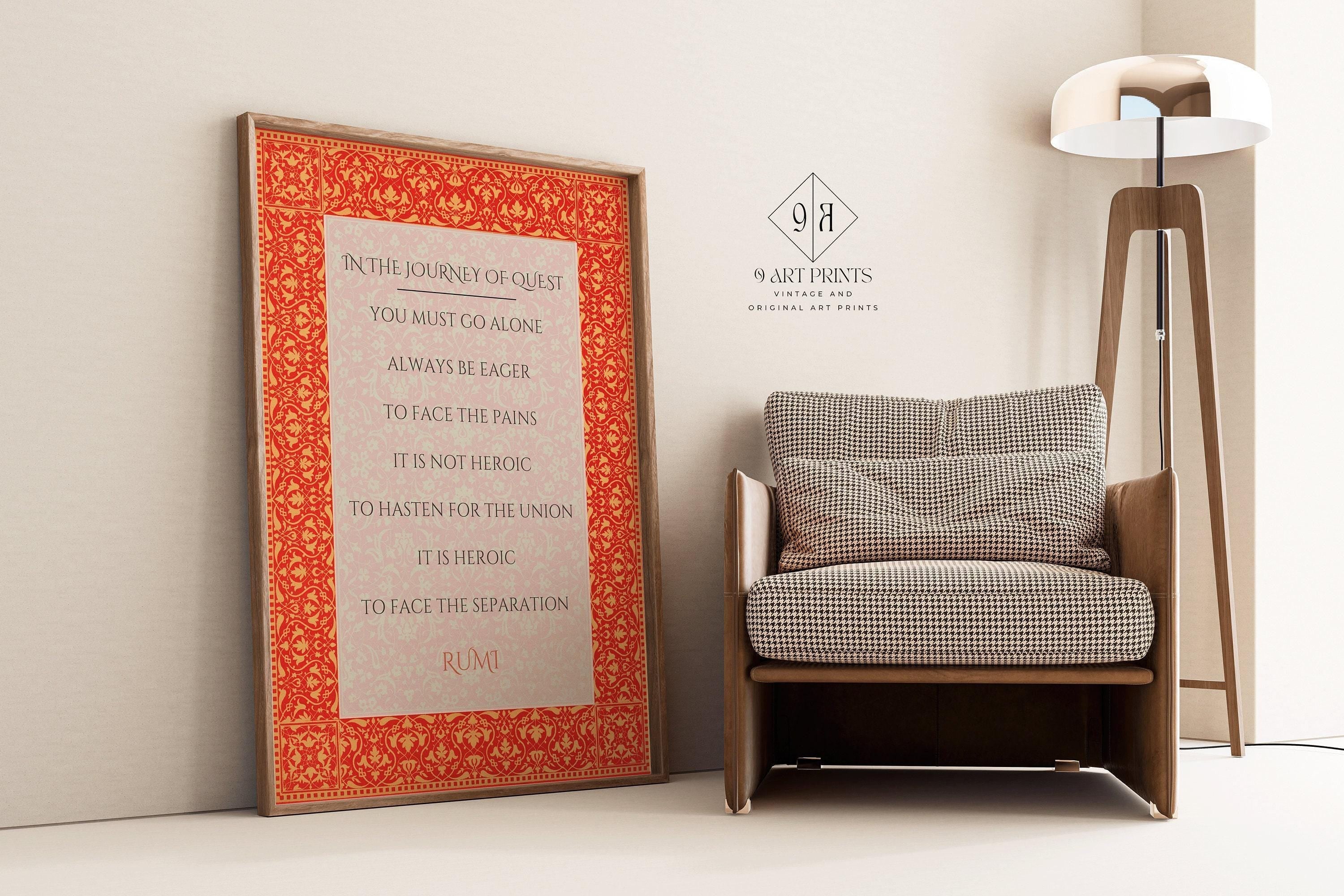 Rumi - Journey of Quest PREMIUM GICLÉE PRINT | Red Inspirational Quote Poetry Poster (available handframed or unframed) - 9ArtPrints