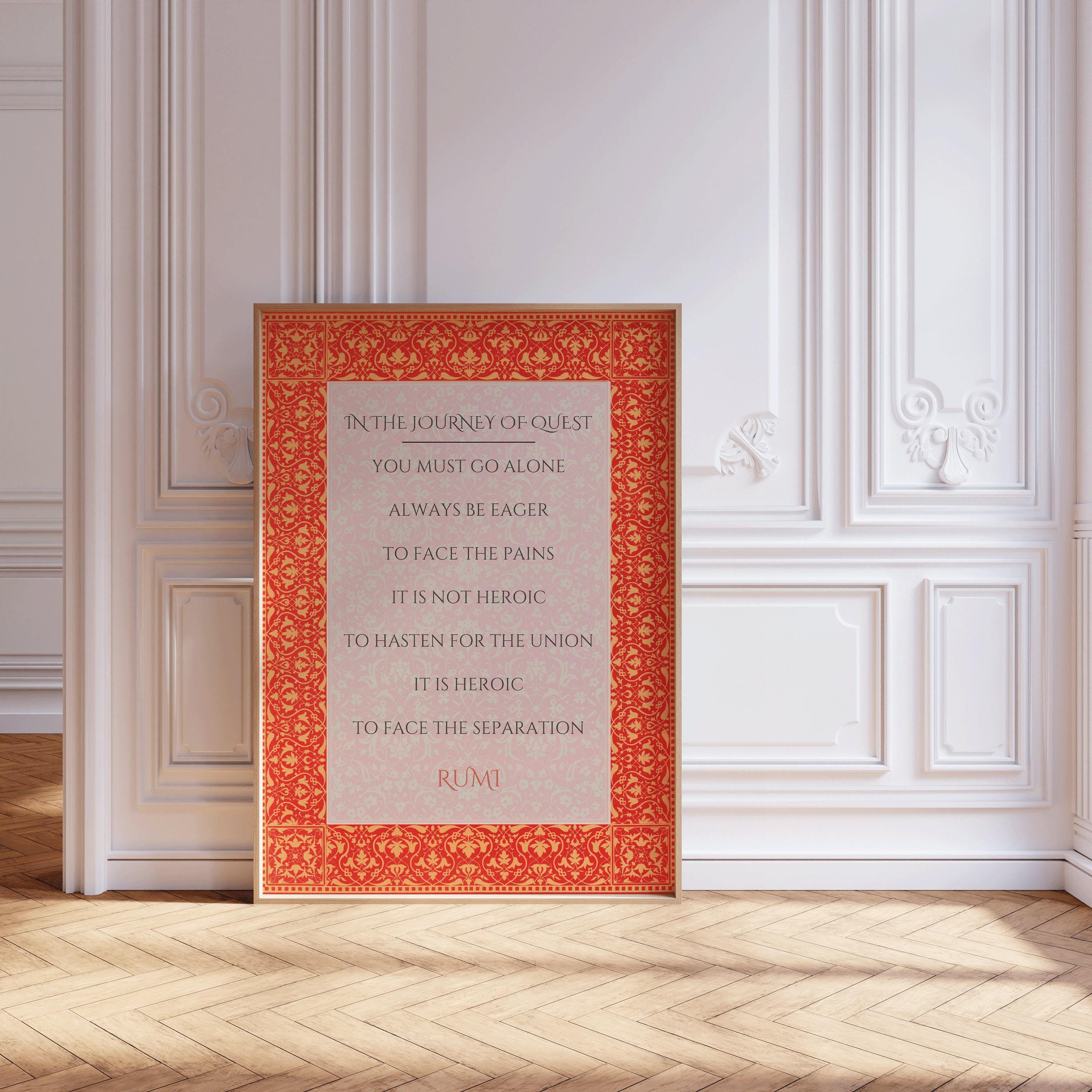 Rumi - Journey of Quest PREMIUM GICLÉE PRINT | Red Inspirational Quote Poetry Poster (available handframed or unframed) - 9ArtPrints