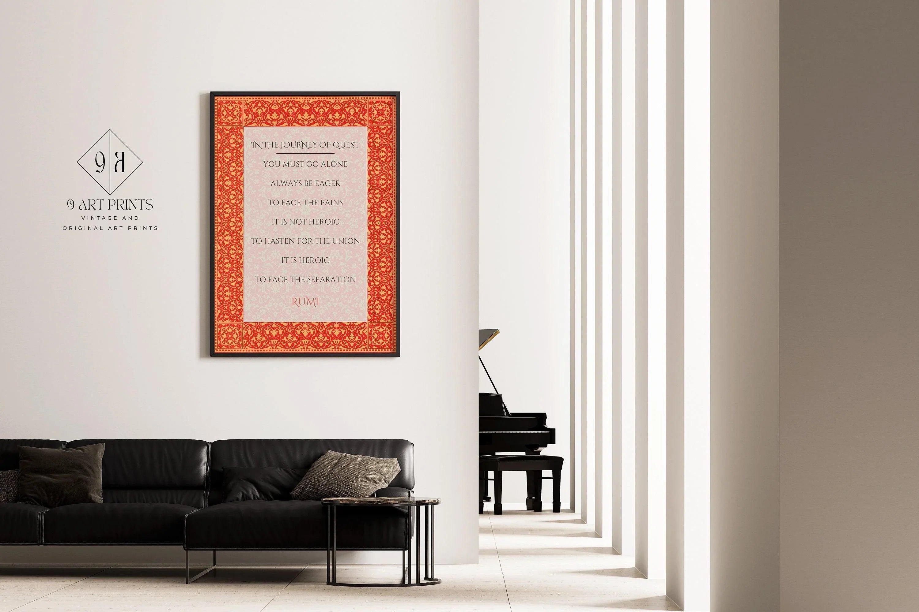 Rumi - Journey of Quest PRINT | Red Inspirational Quote Poetry Poster