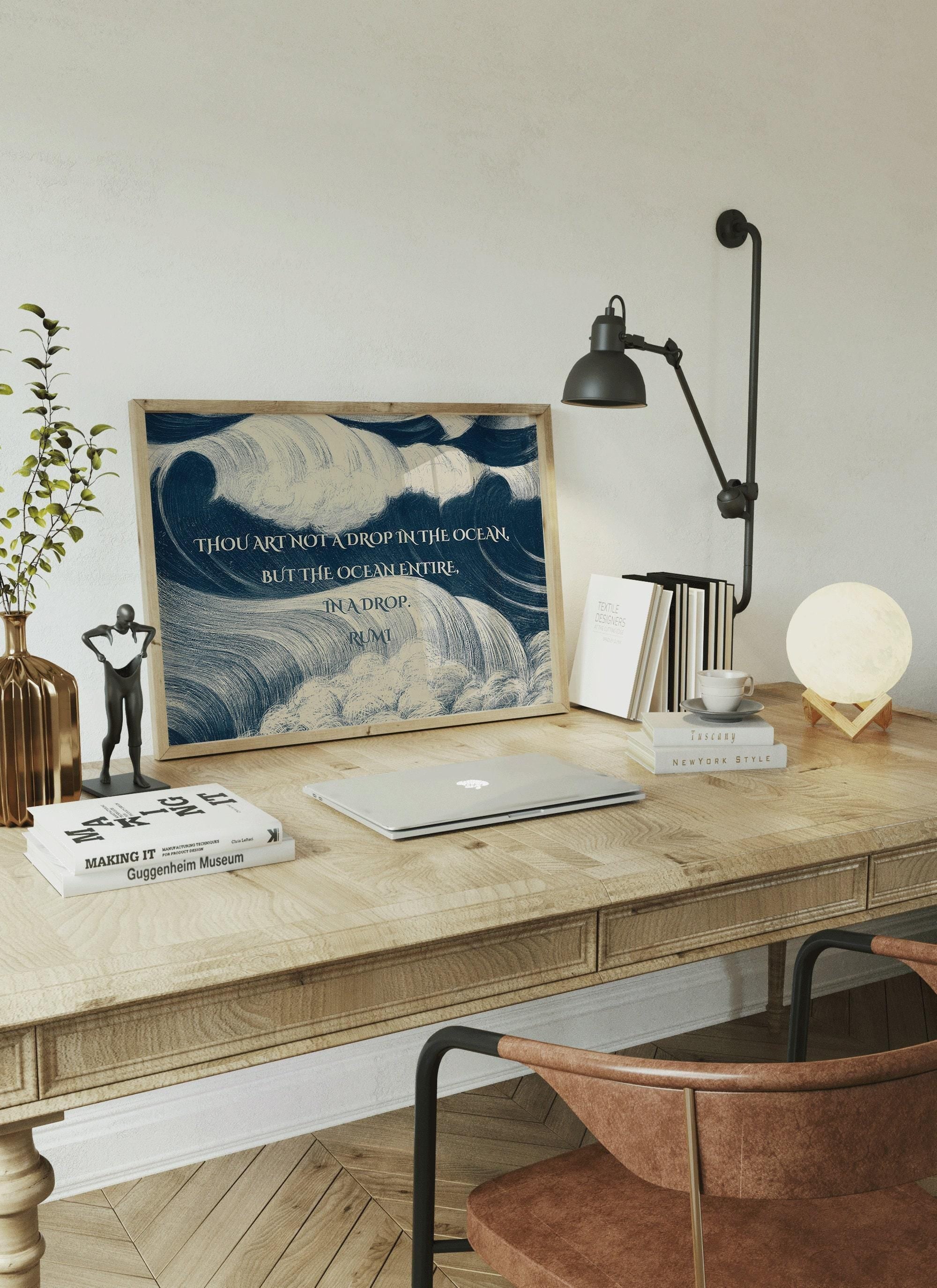 Rumi - Ocean PREMIUM GICLÉE PRINT | Our Most Evocative and Beautiful Rumi Poster | Inspirational Quote Poetry in Blue (available framed) - 9ArtPrints