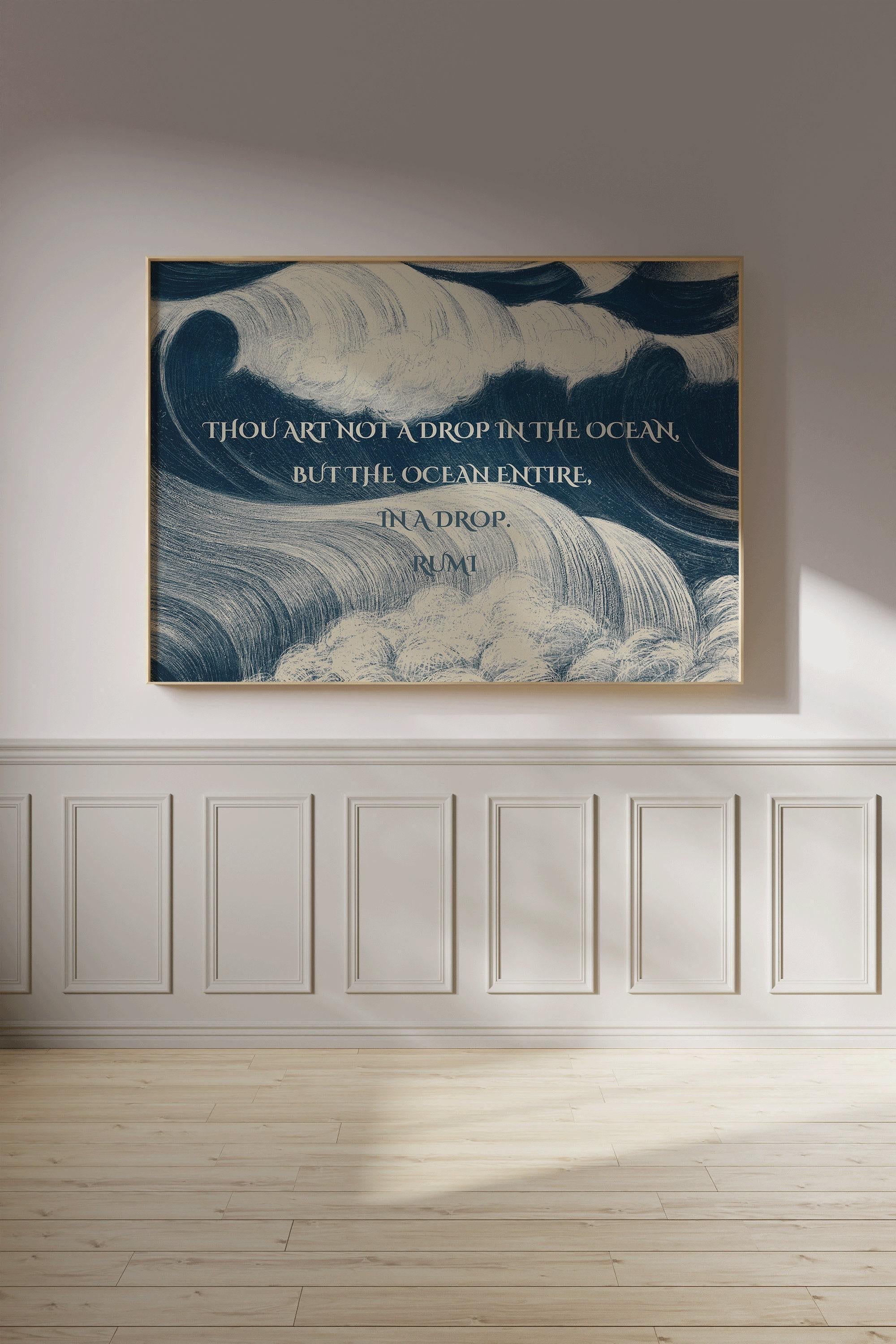 Rumi - Ocean PREMIUM GICLÉE PRINT | Our Most Evocative and Beautiful Rumi Poster | Inspirational Quote Poetry in Blue (available framed) - 9ArtPrints