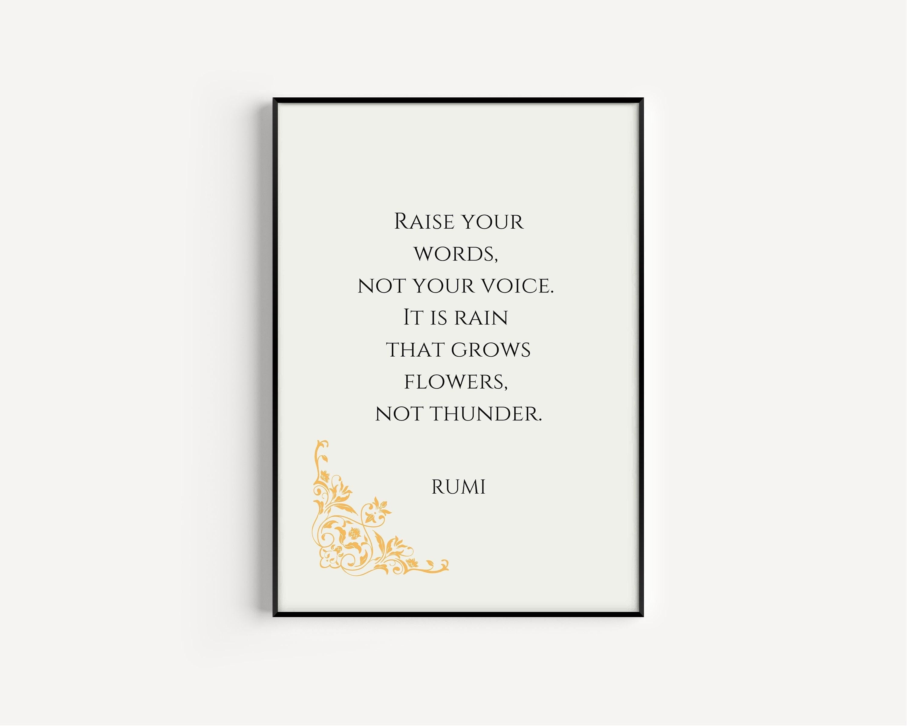 Rumi - Rain and Thunder PREMIUM GICLÉE PRINT | Beige Inspirational Quote Poetry Poster (available handframed or unframed) - 9ArtPrints